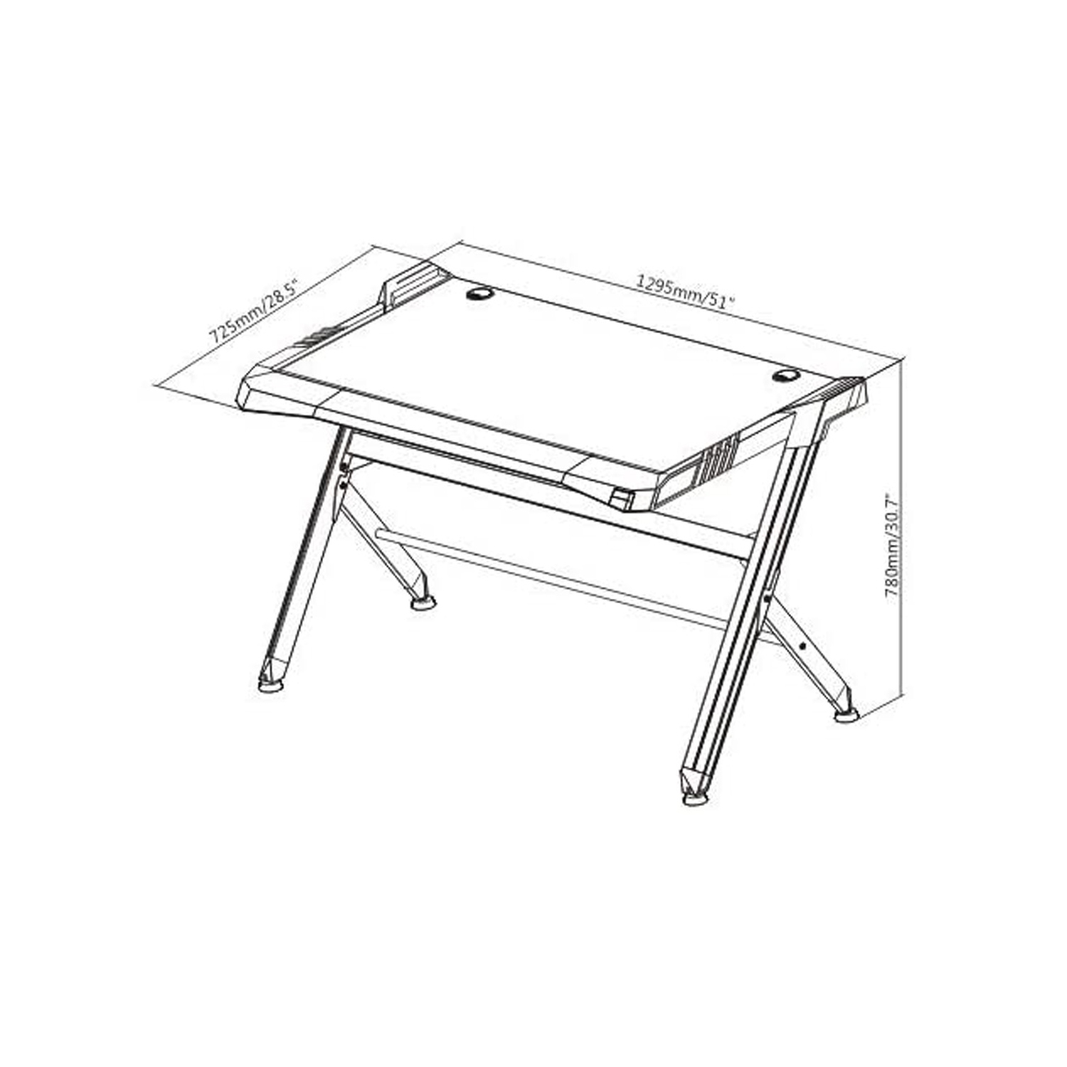Bureau de jeu/PC en aluminium léger GD-51XL de Boost Industries avec éclairage DEL RVB