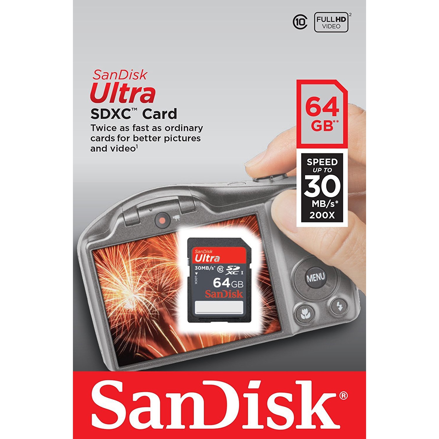 SanDisk Ultra 64GB SDXC Class 10/UHS-1 Flash Memory Card Speed Up to 30MB/s