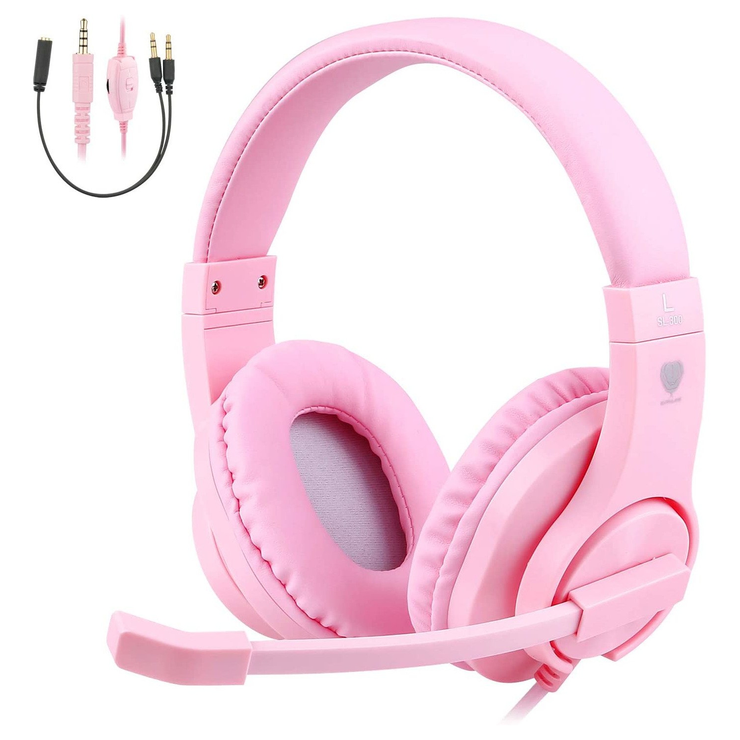 BlueFire – Casque de jeu pour PS4, casque d’écoute stéréo Bass, rose pour enfants