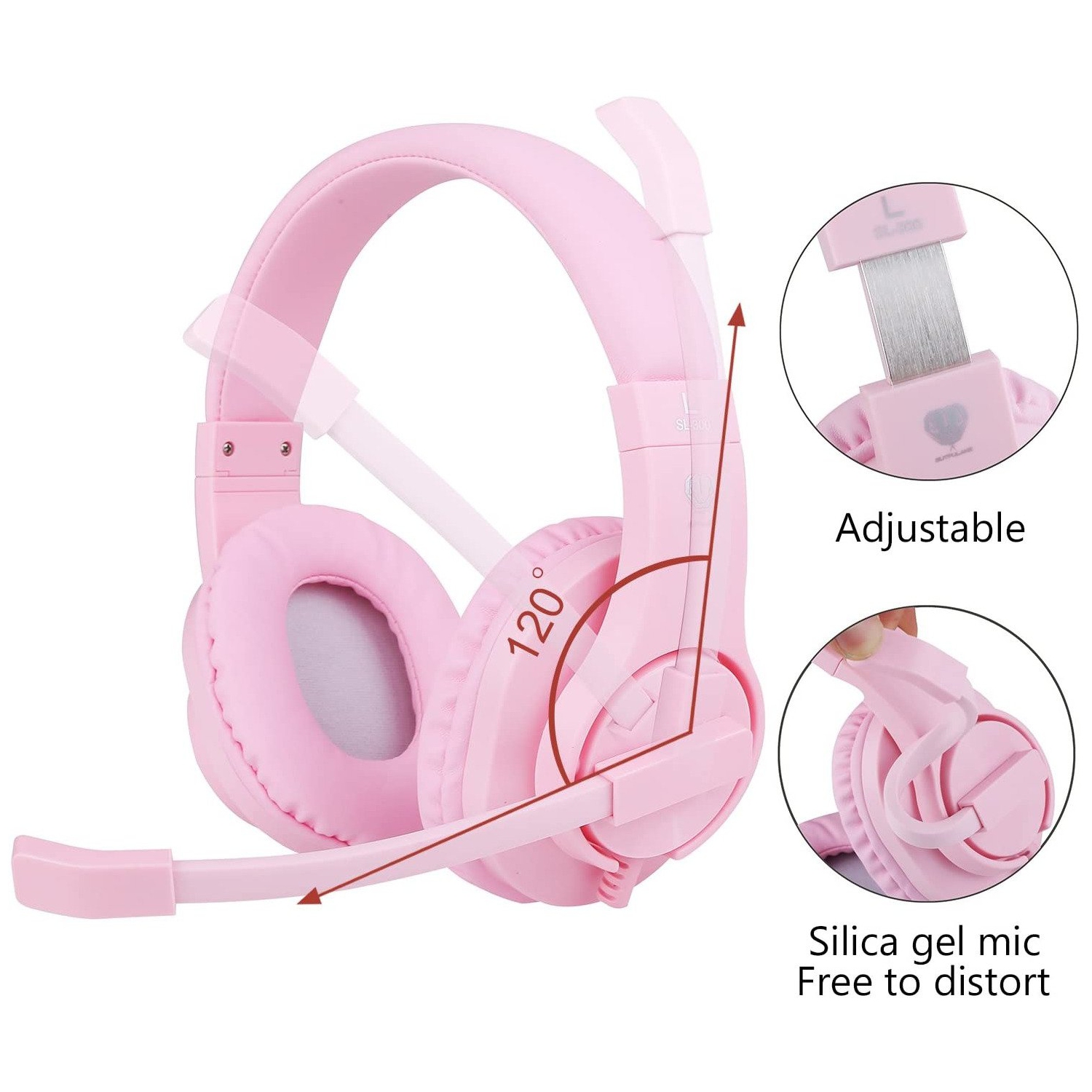 BlueFire – Casque de jeu pour PS4, casque d’écoute stéréo Bass, rose pour enfants