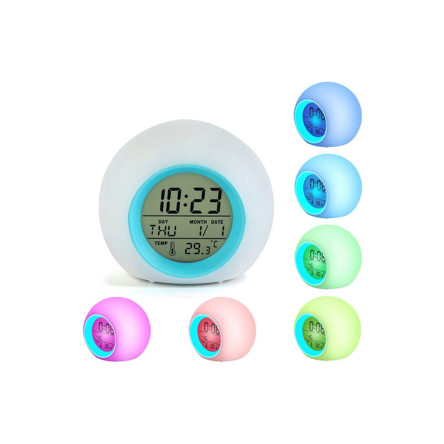 Unicorn Digital Alarm Clocks for Girls, LED Night Glowing Cube LCD Clock with Light Children Wake Up Bedside Clock