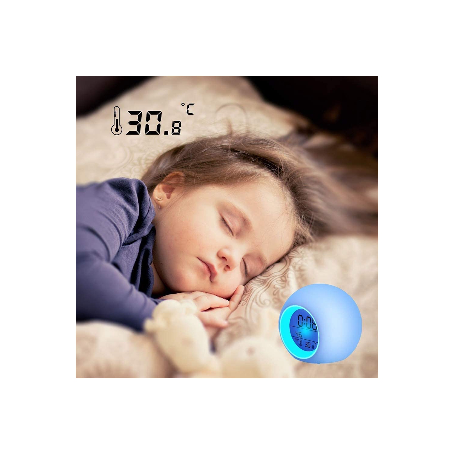 Unicorn Digital Alarm Clocks for Girls, LED Night Glowing Cube LCD Clock with Light Children Wake Up Bedside Clock