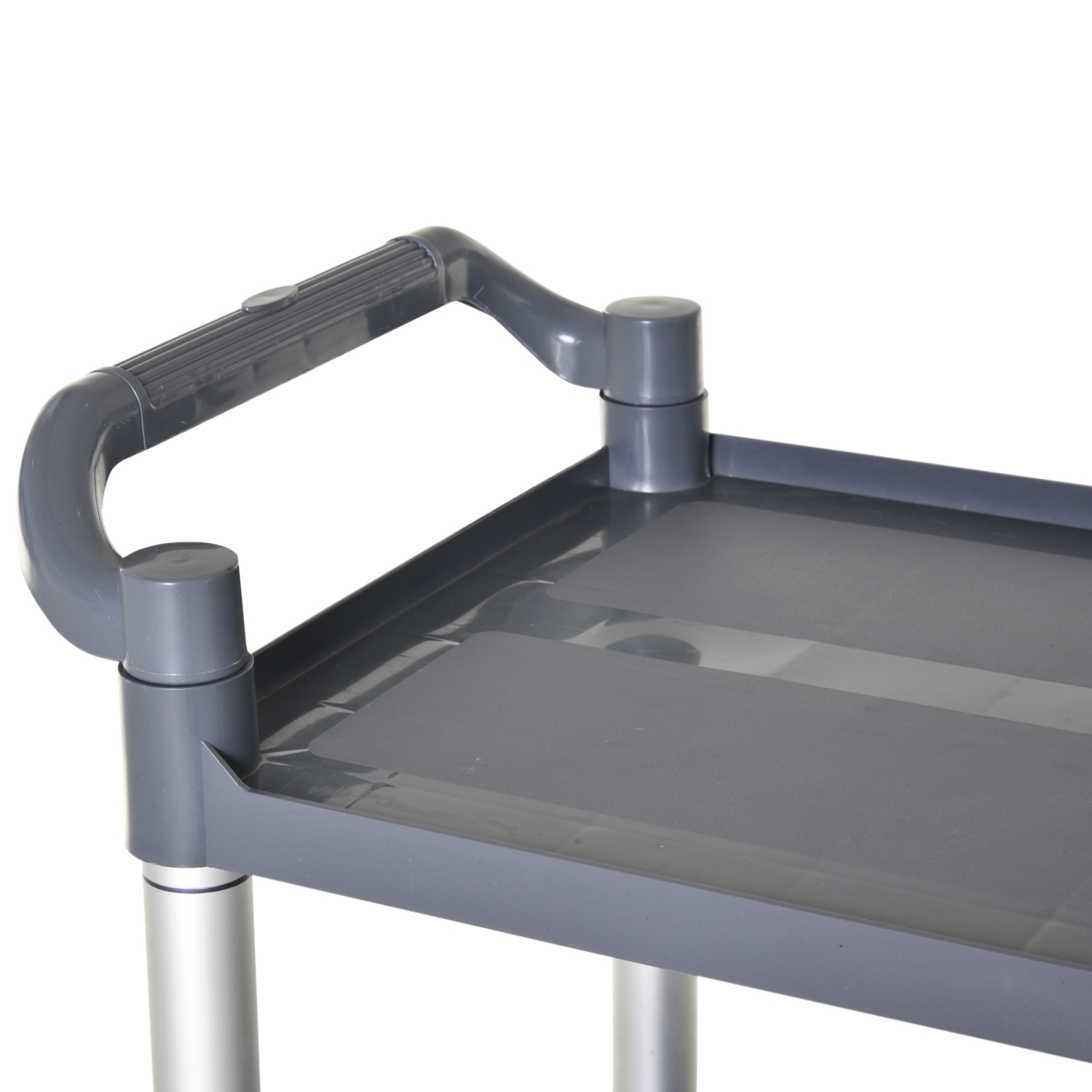 Chariot utilitaire à 3 niveaux sur roulettes de HOMCOM, chariot de cuisine à roulettes avec poignées pour le salon, la salle de bain, argenté et gris