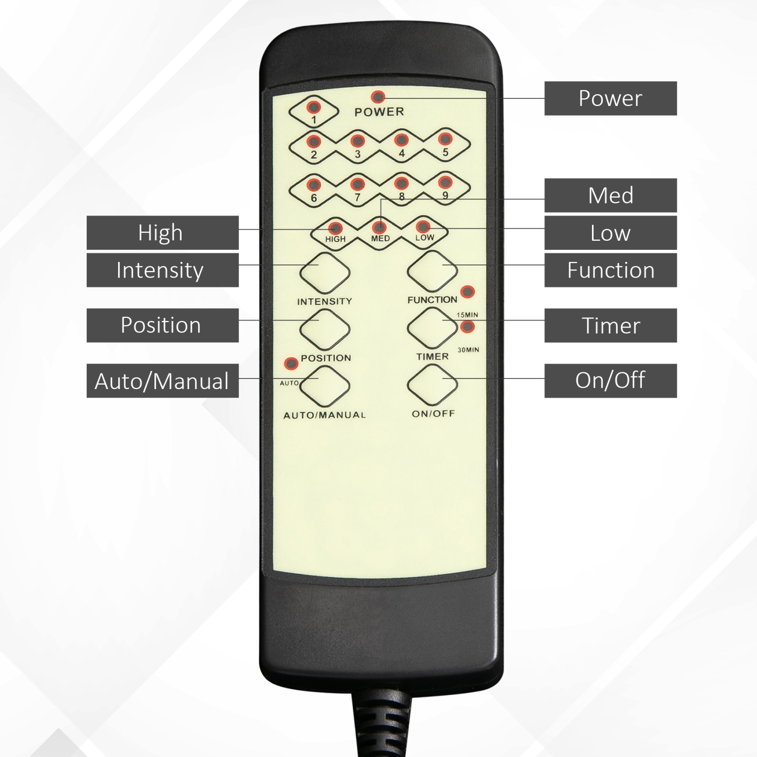 Vinsetto – Fauteuil de bureau de massage avec vibration 6 points, fauteuil de direction inclinable en lin, dossier haut, roulettes pivotantes, noir