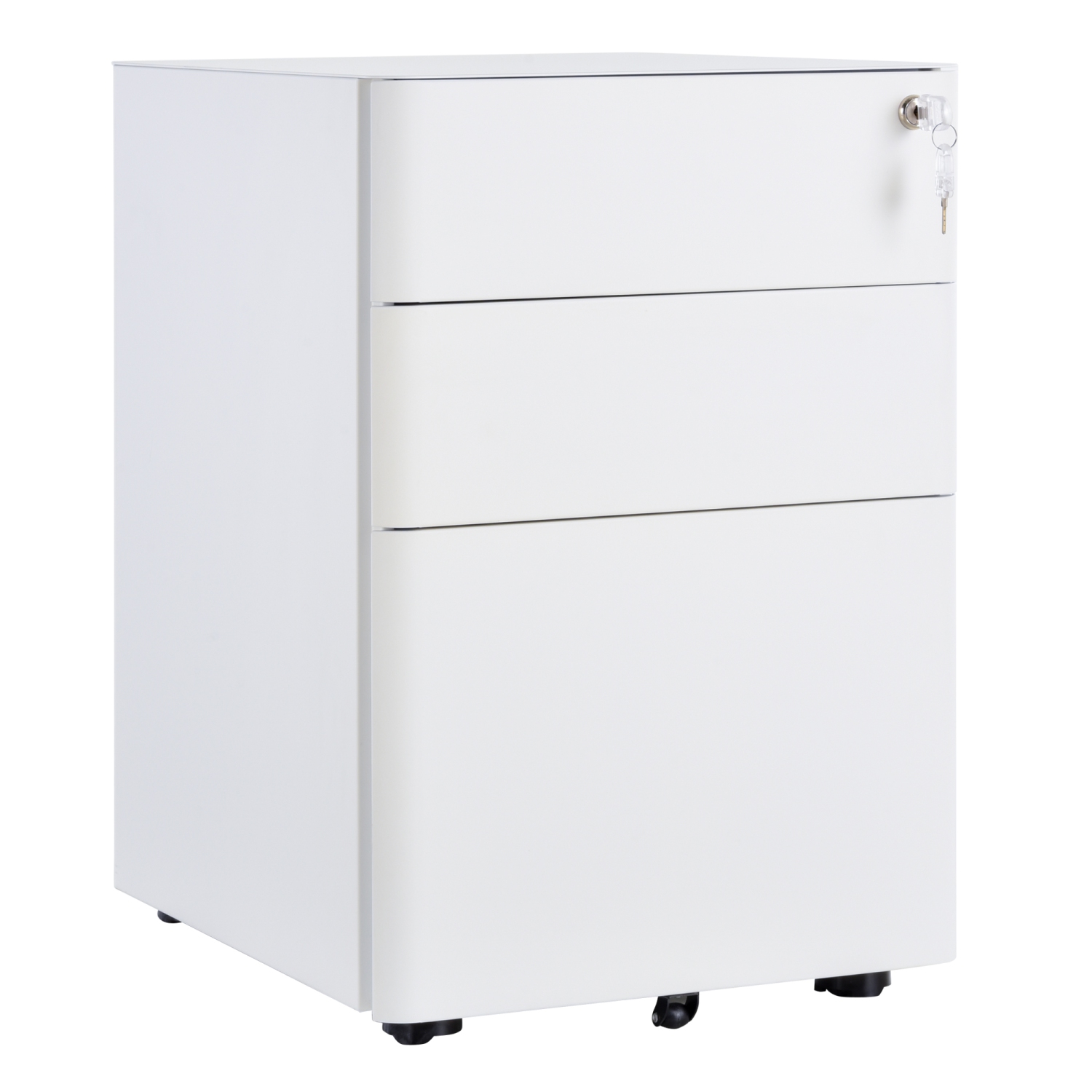 Vinsetto 3 Drawer Vertical File Cabinet, Lockable Steel Filing Cabinet with Hanging Bar for Letter A4 Legal Size Files, Printer Stand with
