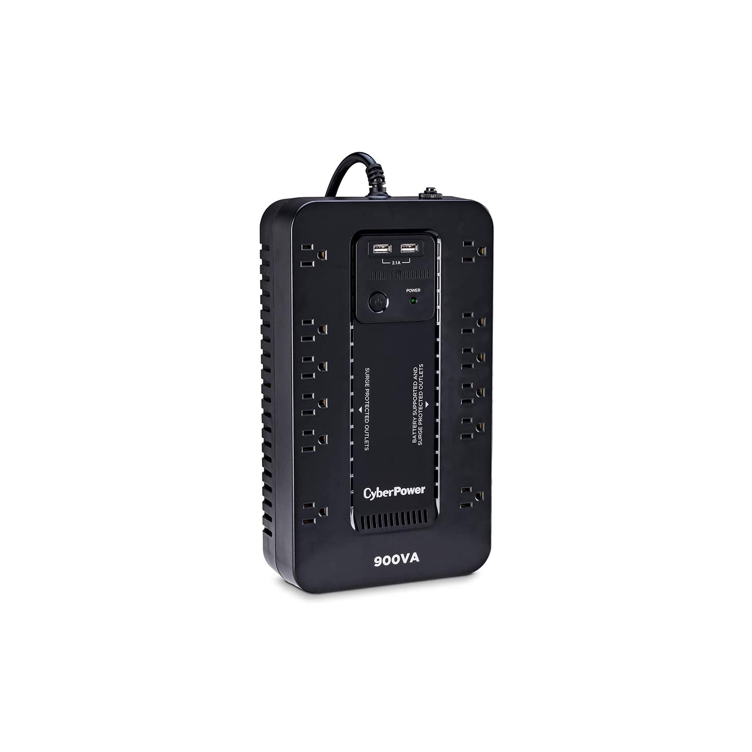 CyberPower ST900U Standby UPS System, 900VA/500W, 12 Outlets, 2 USB Charging Ports, Compact