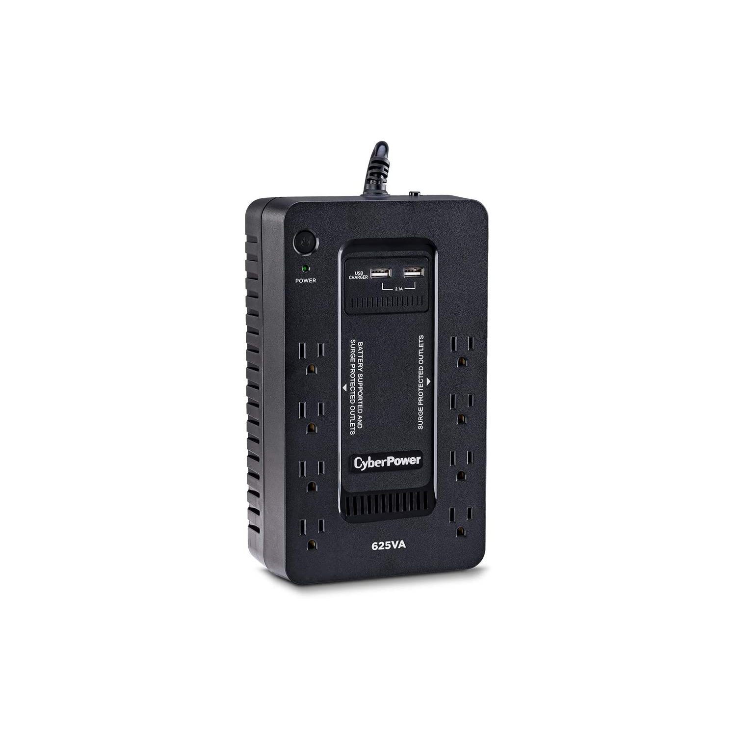 CyberPower ST625U Standby UPS System, 625VA/360W, 8 Outlets, 2 USB Charging Ports, Compact