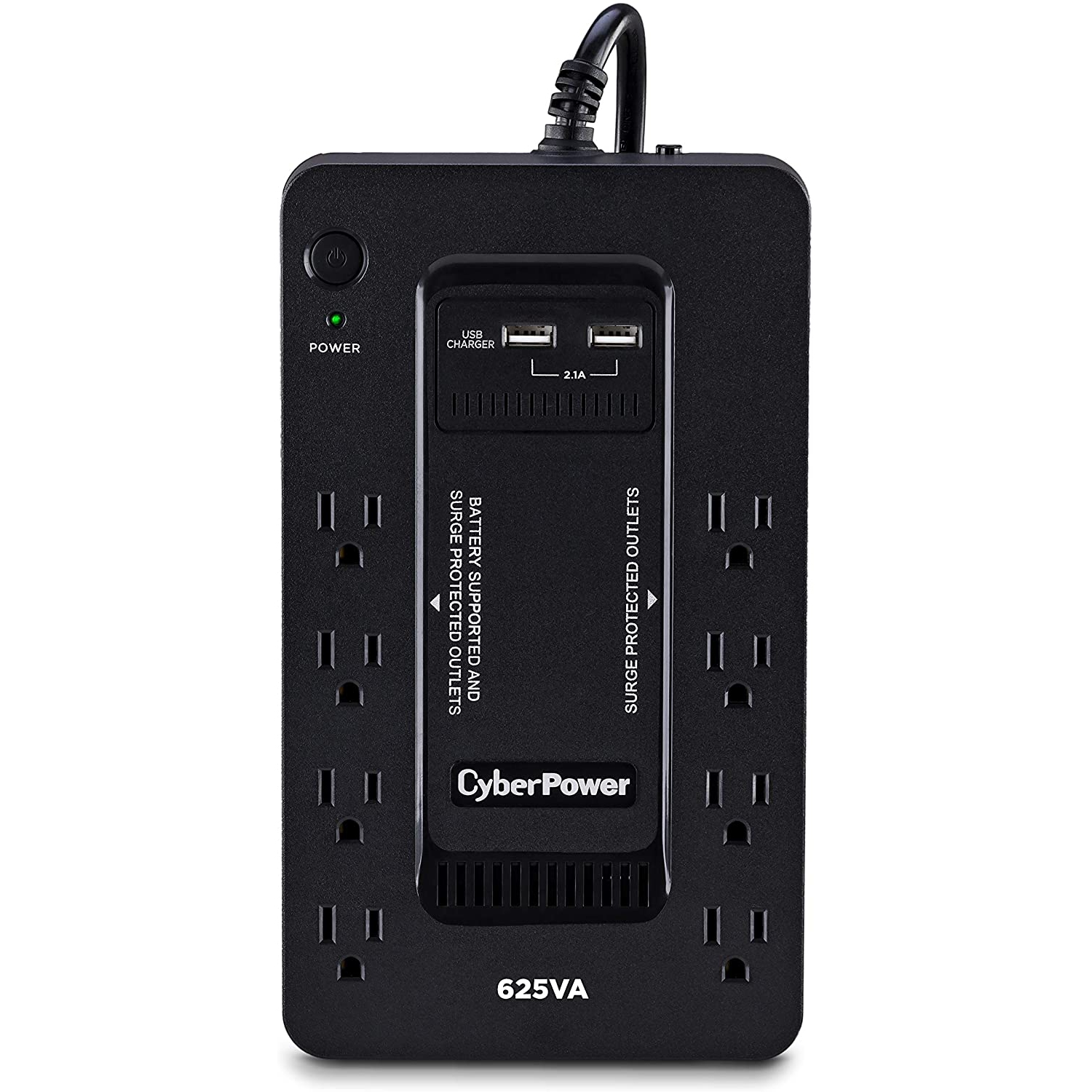 CyberPower ST625U Standby UPS System, 625VA/360W, 8 Outlets, 2 USB Charging Ports, Compact