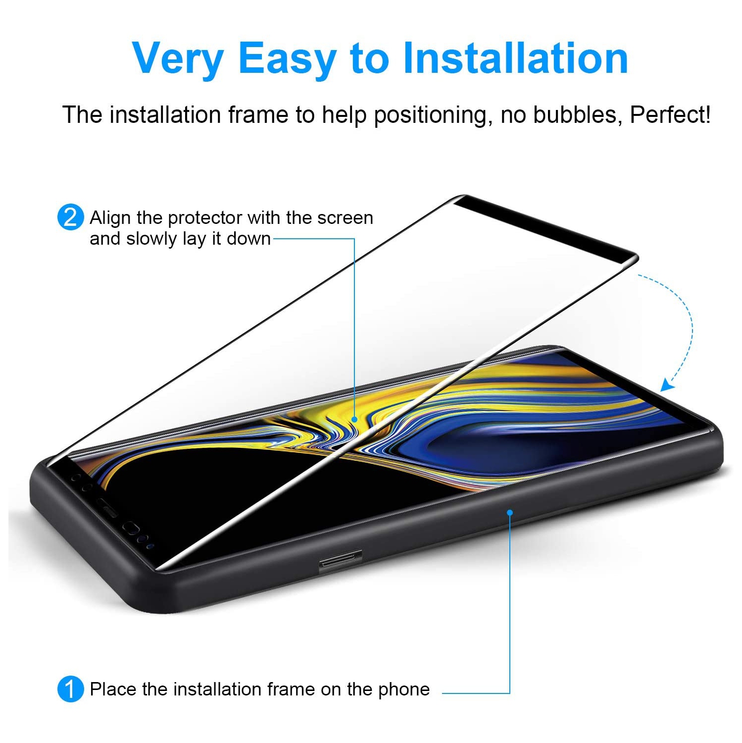 Protecteur d’écran en verre trempé de qualité supérieure de WINGOMART pour Galaxy Note 8 de Samsung - Paquet de 2