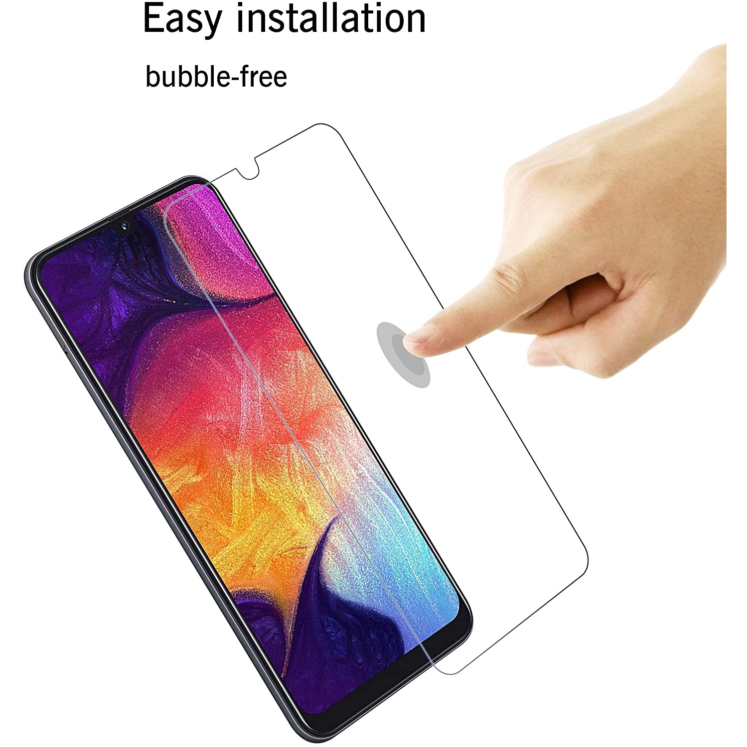 Protecteur d’écran en verre trempé de qualité supérieure de WINGOMART pour Galaxy A30/A20 de Samsung - Paquet de 2