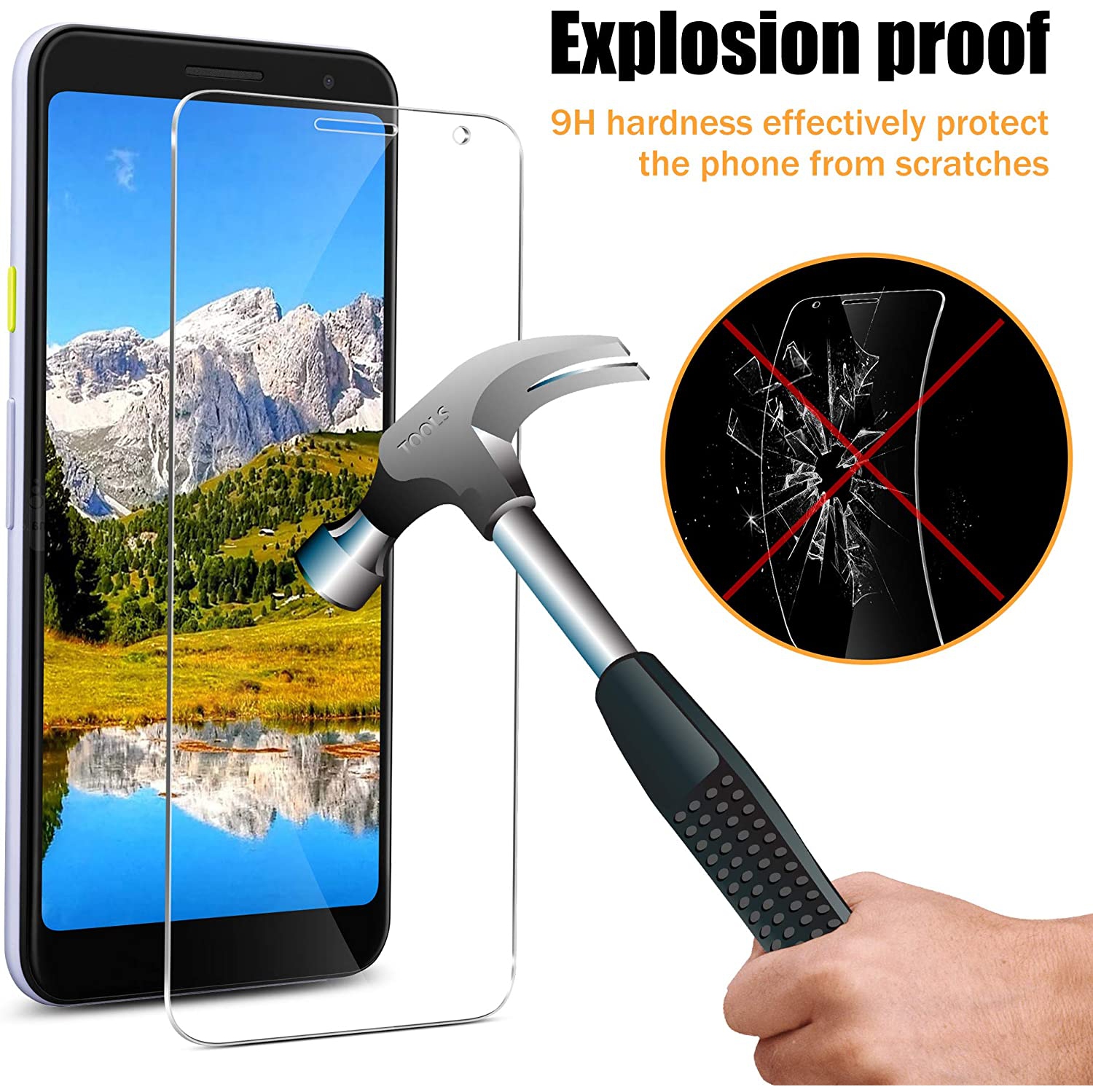 2 protecteurs d’écran en verre trempé de qualité supérieure de WINGOMART pour Pixel 3a de Google