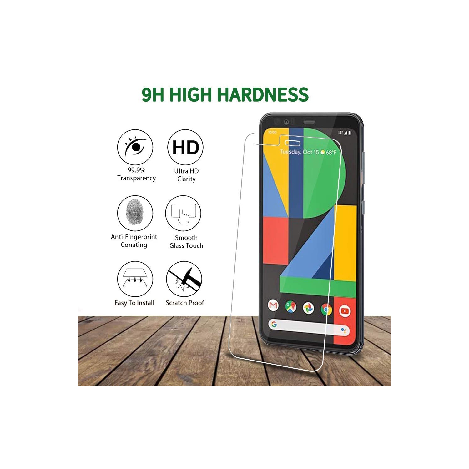 2 protecteurs d’écran en verre trempé de qualité supérieure de WINGOMART pour Pixel 4 de Google