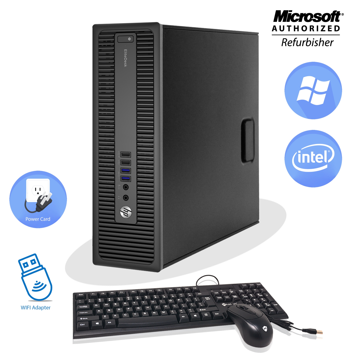 Ordinateur de bureau HP Elite Desk 800 G1 SFF Intel core i5 4570@3.2GHz 16 Go de RAM DDR3 1 To SSD Windows 10 Home Clavier et souris Adaptateur HDMI