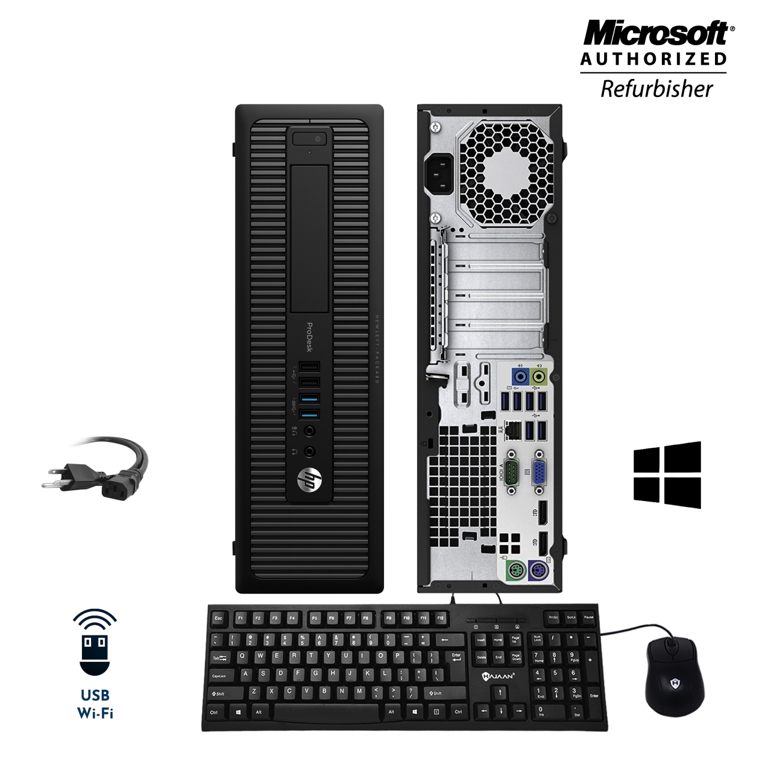 Ordinateur de bureau HP Elite Desk 800 G1 SFF Intel core i5 4570@3.2GHz 16 Go de RAM DDR3 1 To SSD Windows 10 Home Clavier et souris Adaptateur HDMI