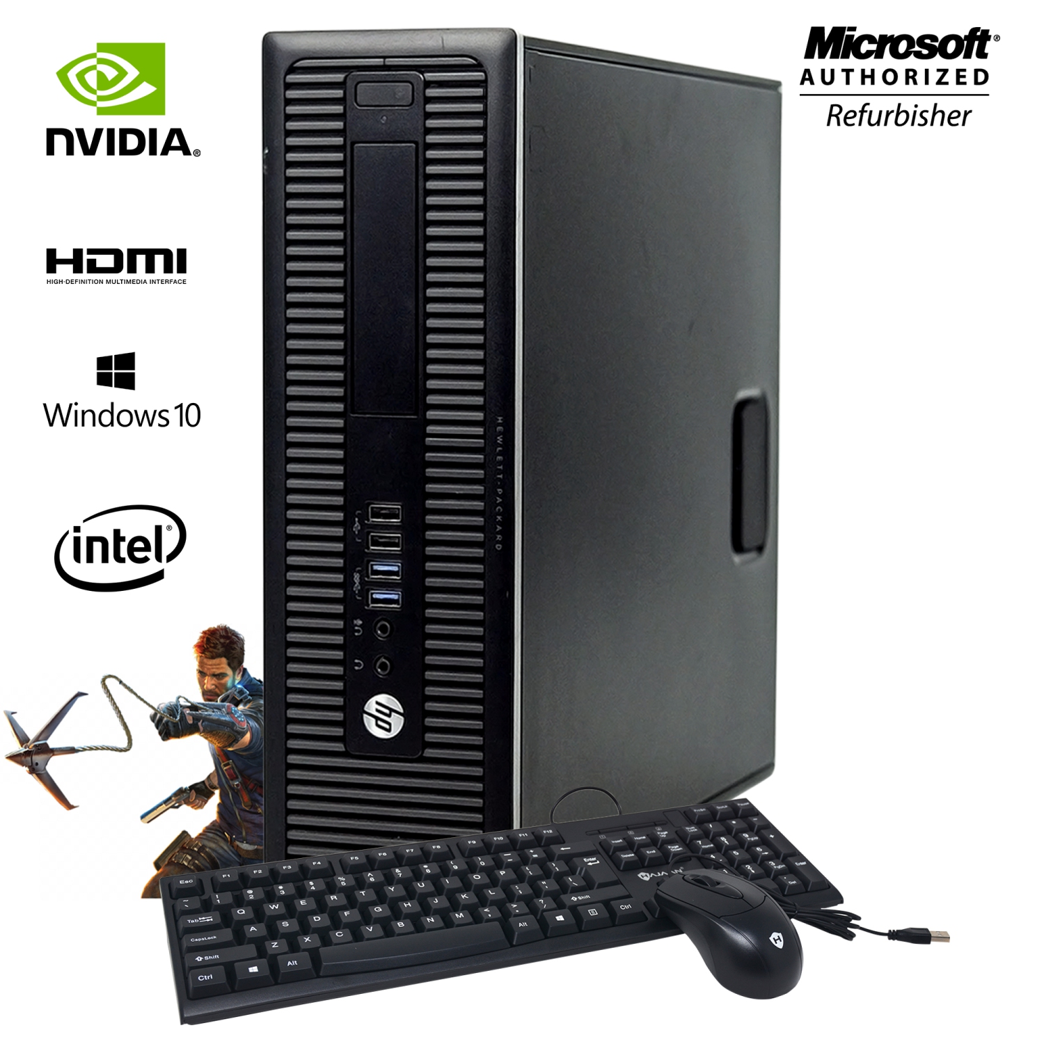 Refurbished (Good) - Gaming PC-HP 600 G1 Desktop Computer intel i7 4770@3.4GHz 16GB RAM 1TB SSD Win 10 Pro NVIDIA GT 730 4GB WiFi(2014 Model)