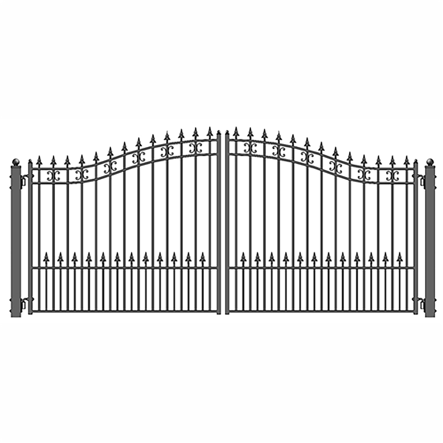 ALEKO DG18STPD St. Louis Style Iron Wrought Dual Driveway Gate 18'