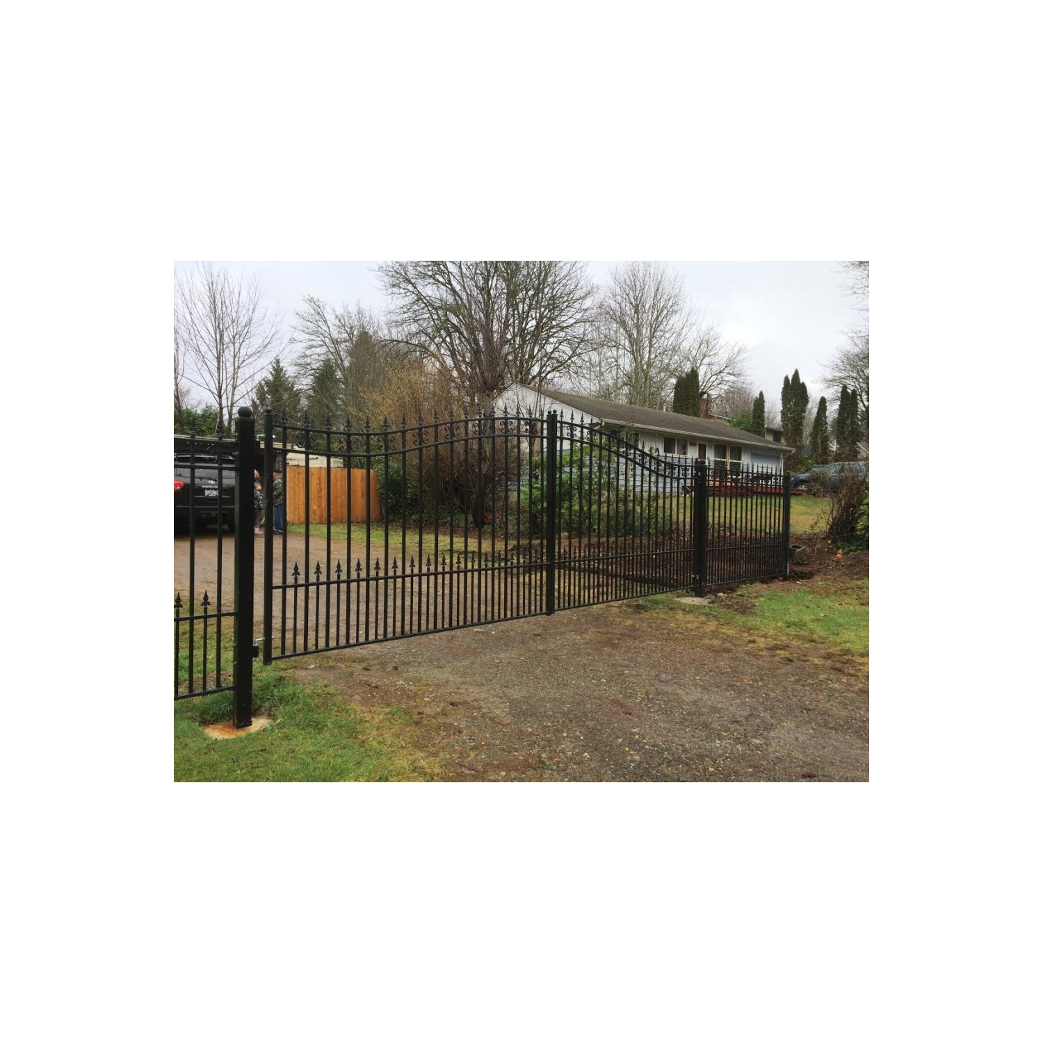 ALEKO DG18STPD St. Louis Style Iron Wrought Dual Driveway Gate 18'