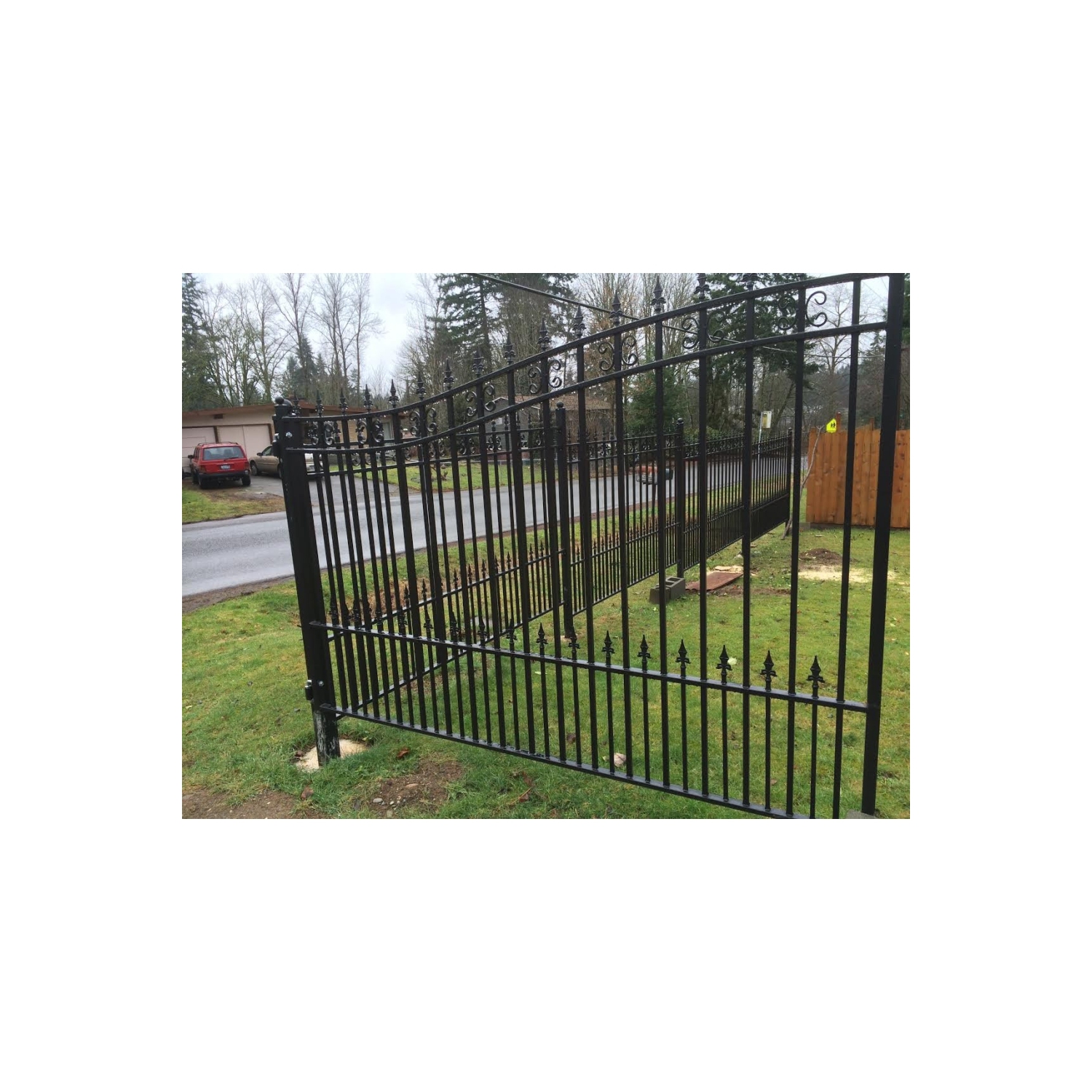 ALEKO DG18STPD St. Louis Style Iron Wrought Dual Driveway Gate 18'