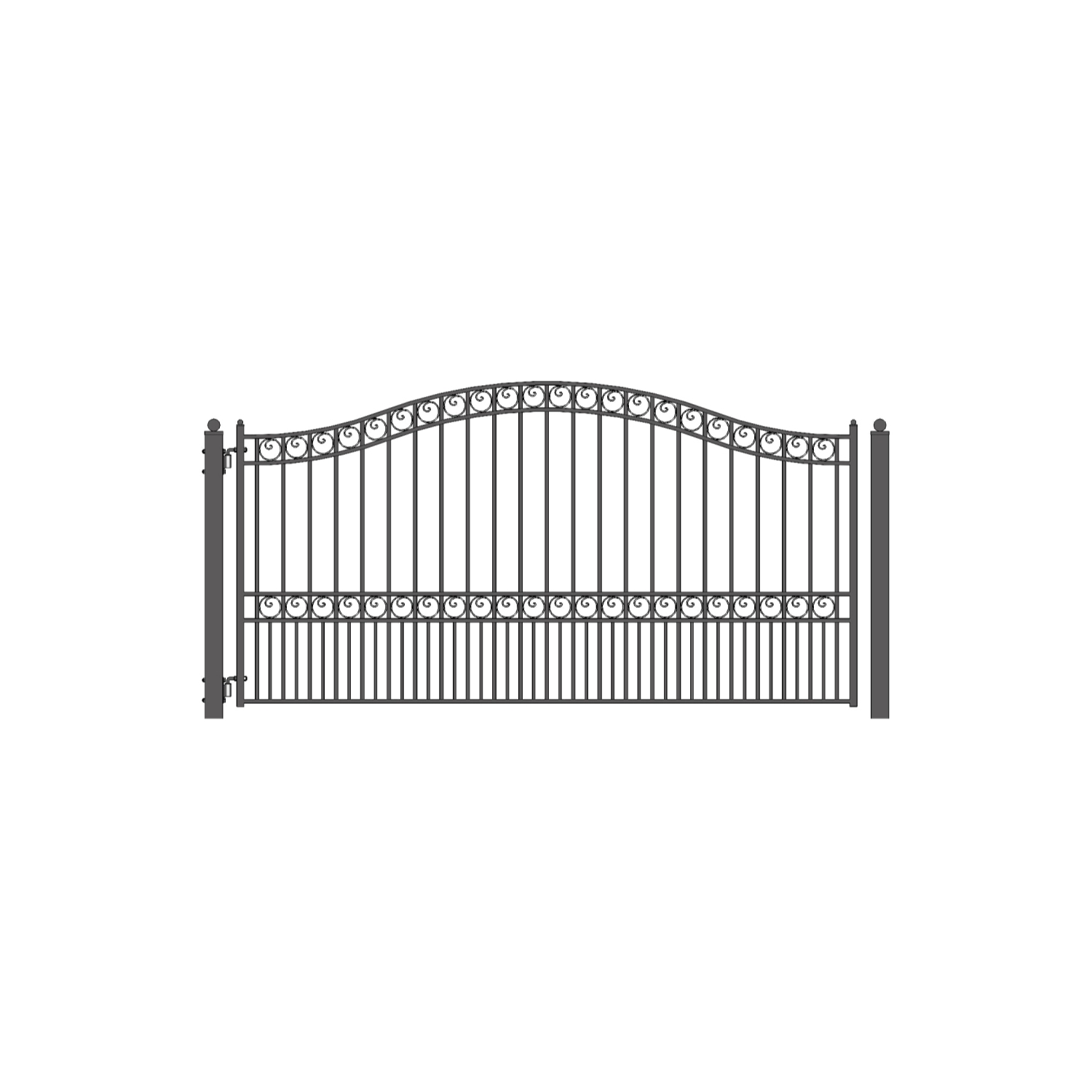 ALEKO DG12PARSSW Paris Style Iron Single Swing Driveway Gate 12'
