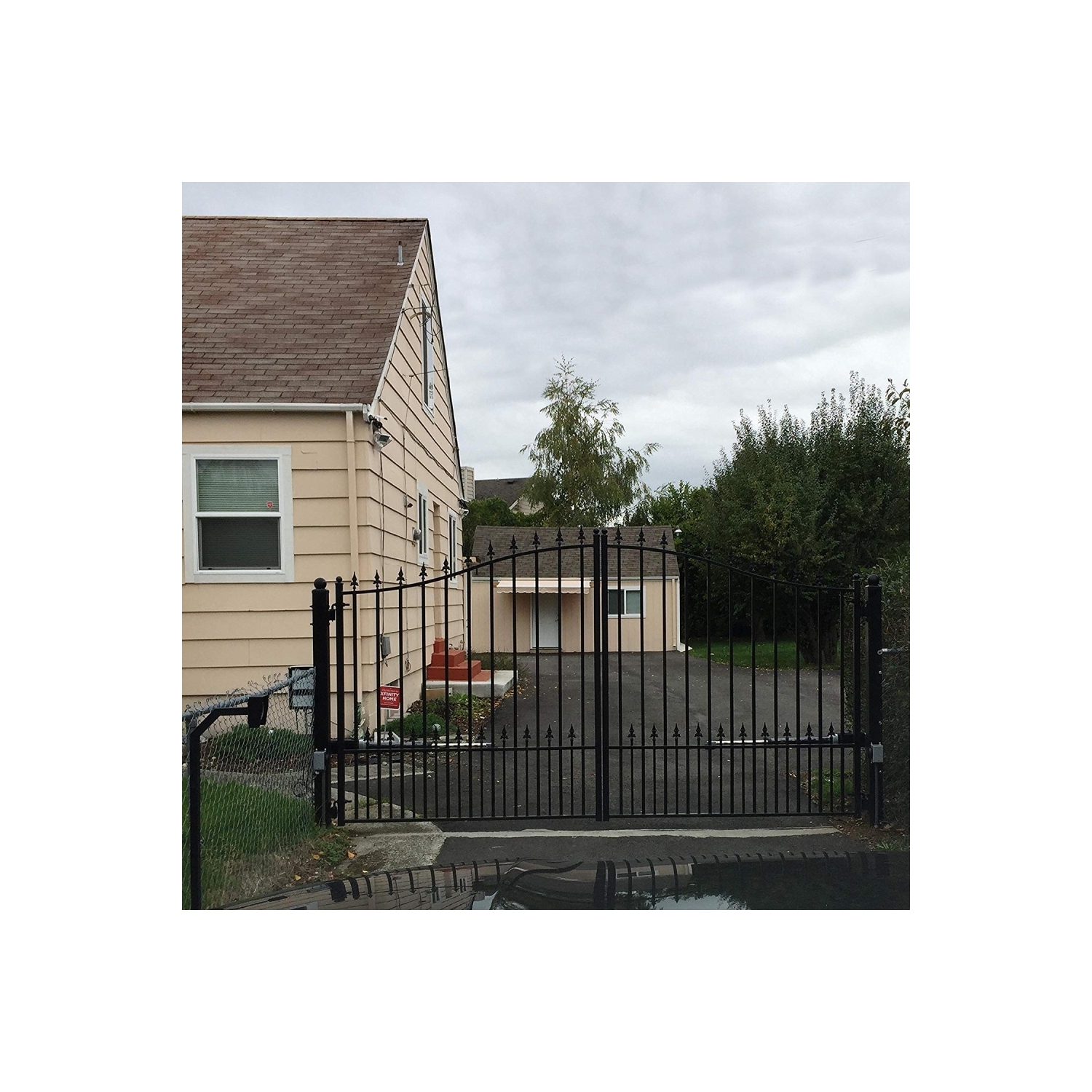 ALEKO DG12MUNSSW Munich Style Iron Single Swing Driveway Gate 12 feet