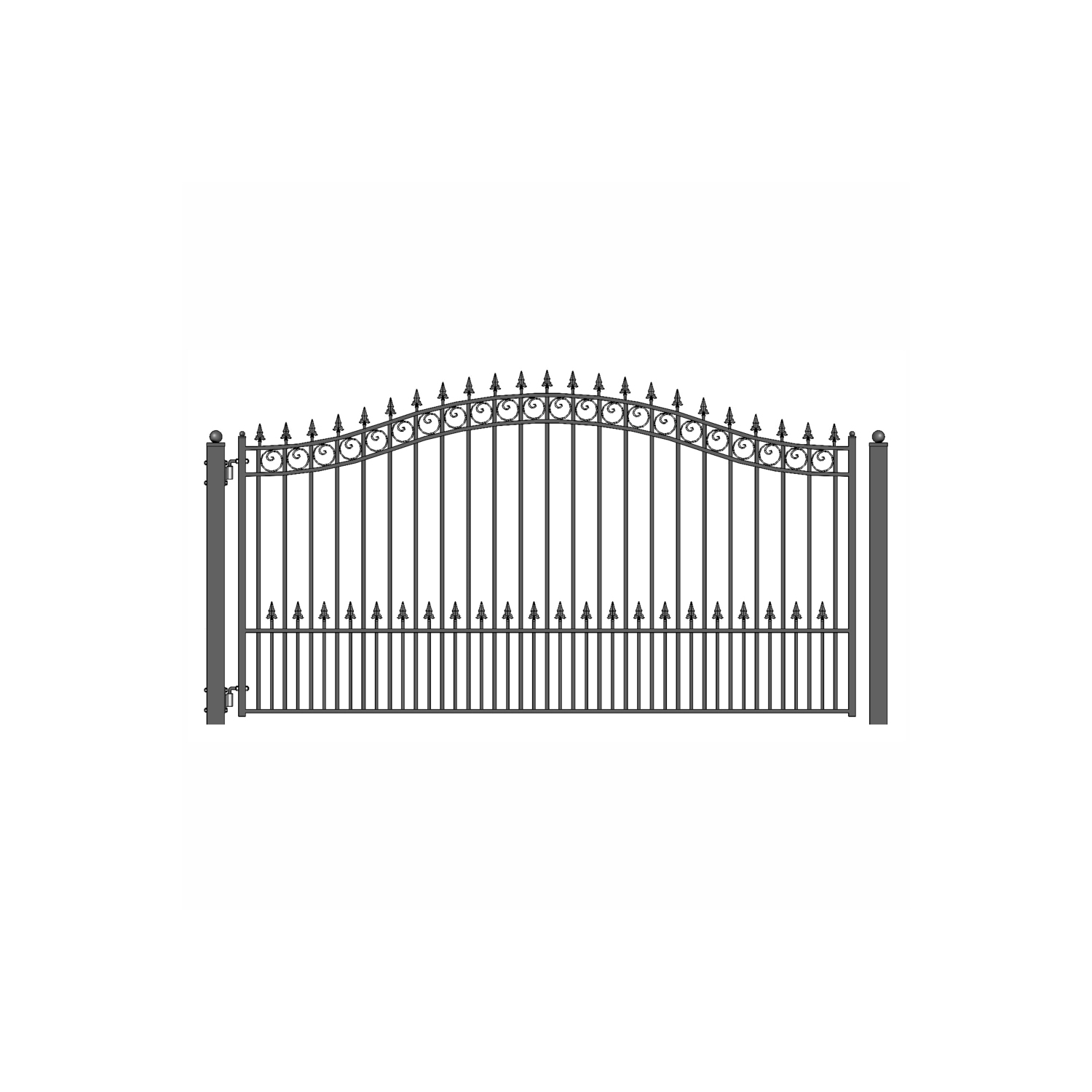 ALEKO DG12PRASSW Prague Style Iron Wrought Single Swing Driveway Gate 12'