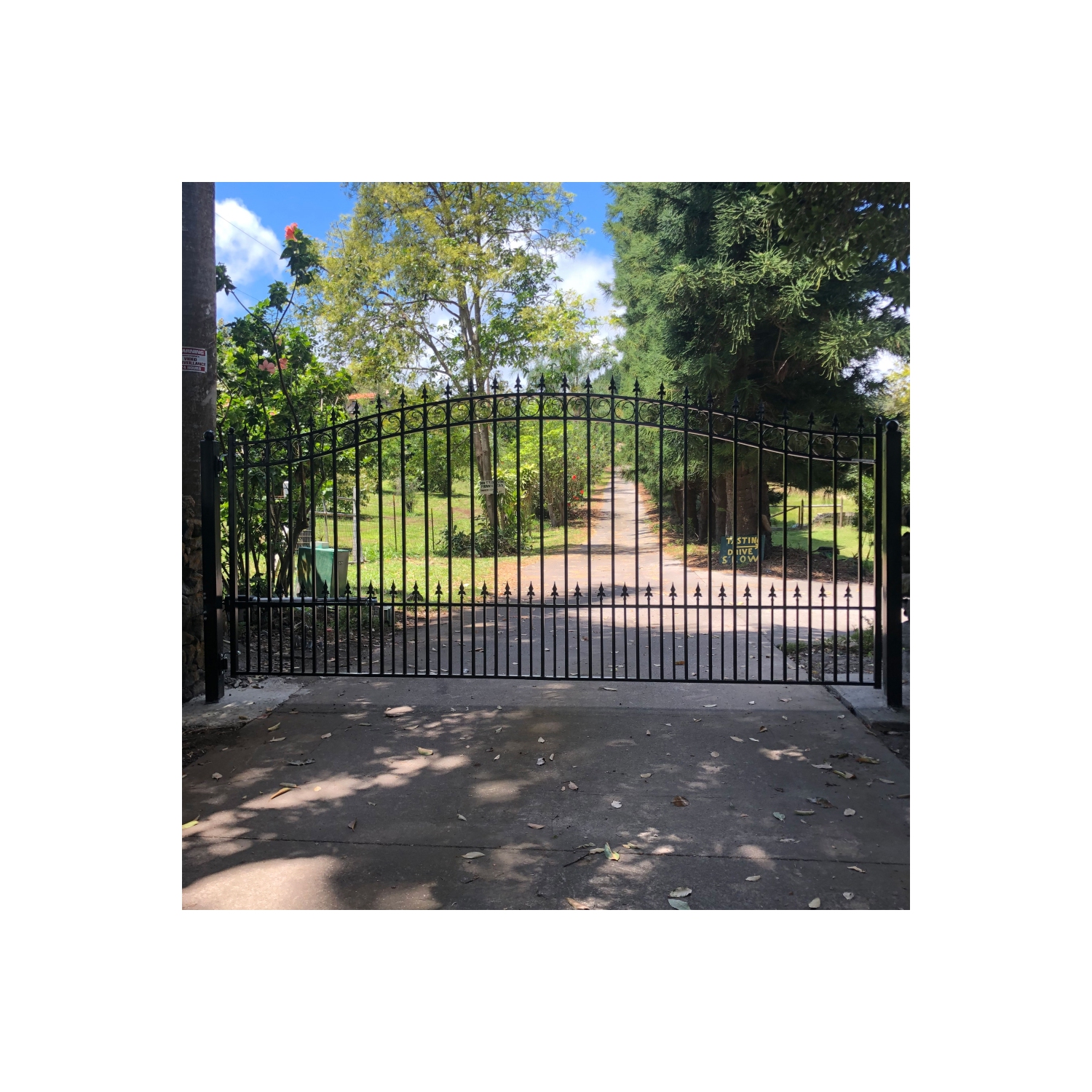 ALEKO DG12PRASSW Prague Style Iron Wrought Single Swing Driveway Gate 12'