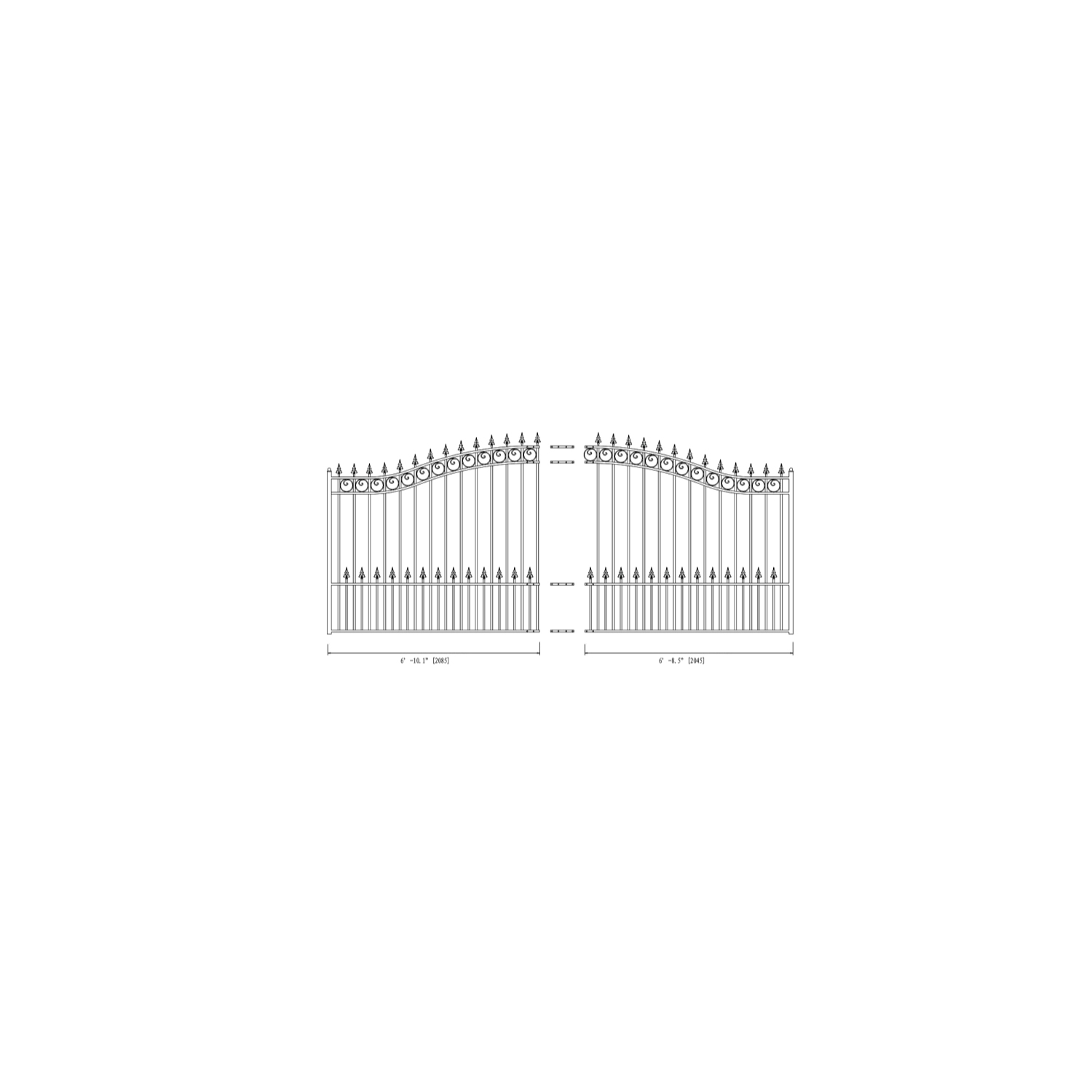 ALEKO DG12PRASSW Prague Style Iron Wrought Single Swing Driveway Gate 12'