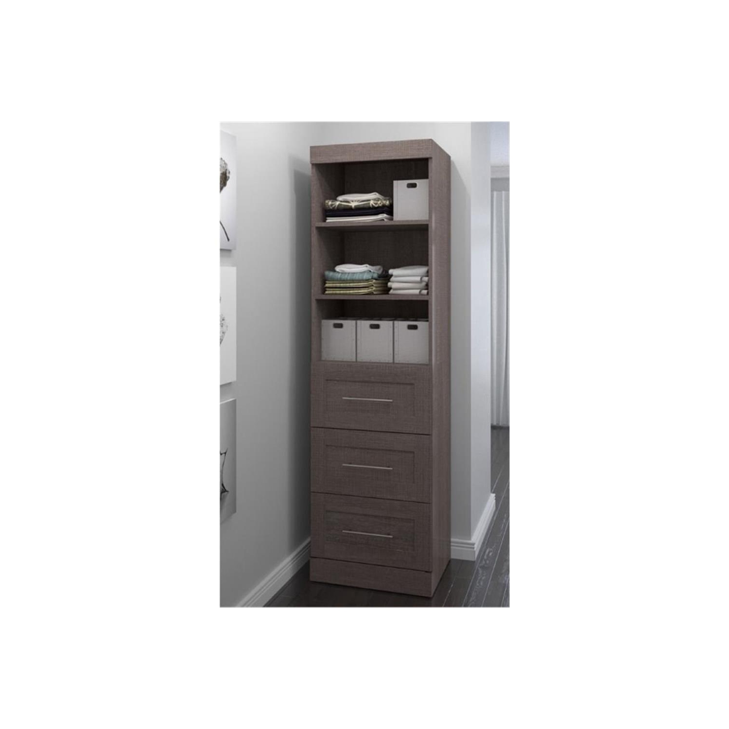 Pur 25” Storage Unit with 3 Drawers - Bark Grey