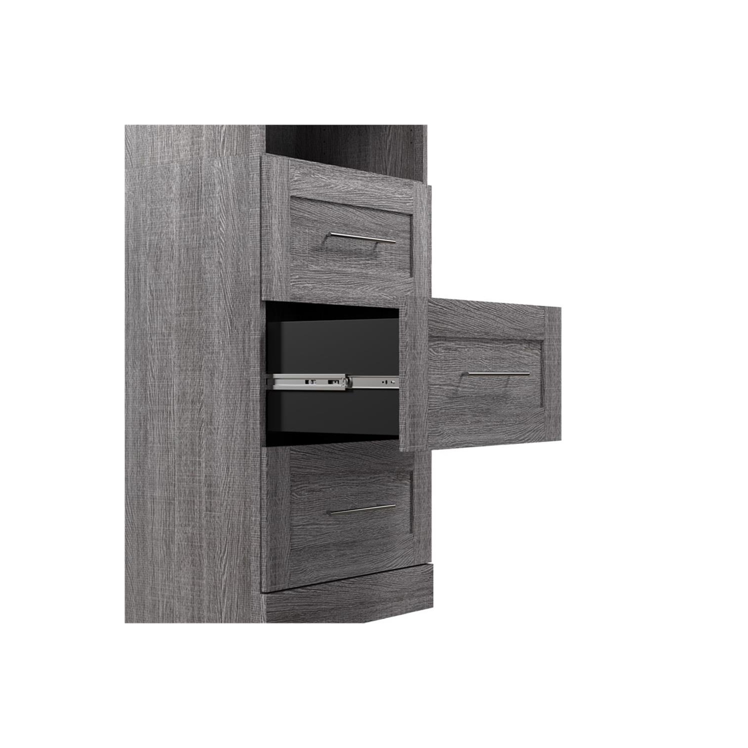 Pur 25” Storage Unit with 3 Drawers - Bark Grey