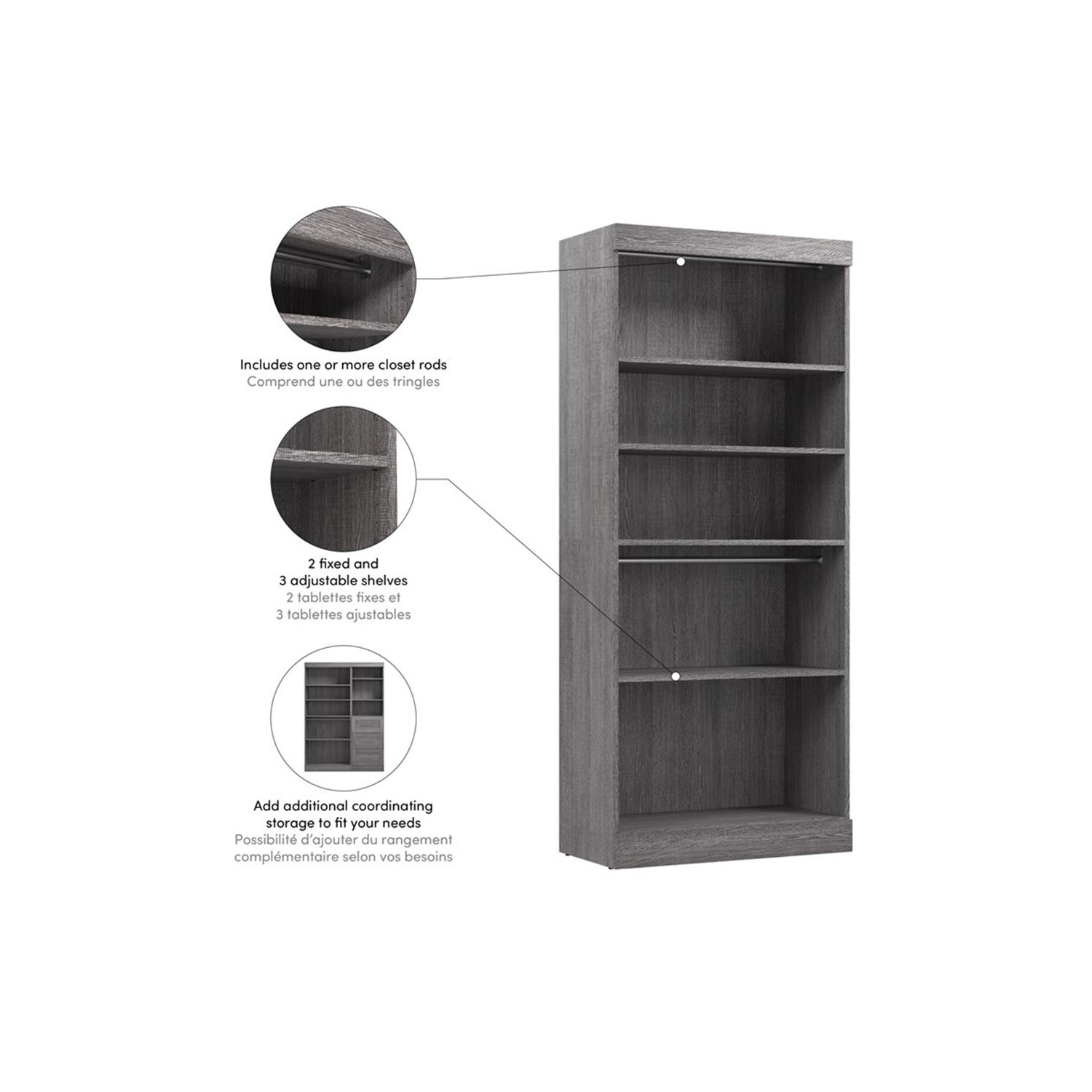 Pur 36" Closet Organizer Storage Unit - Bark Grey
