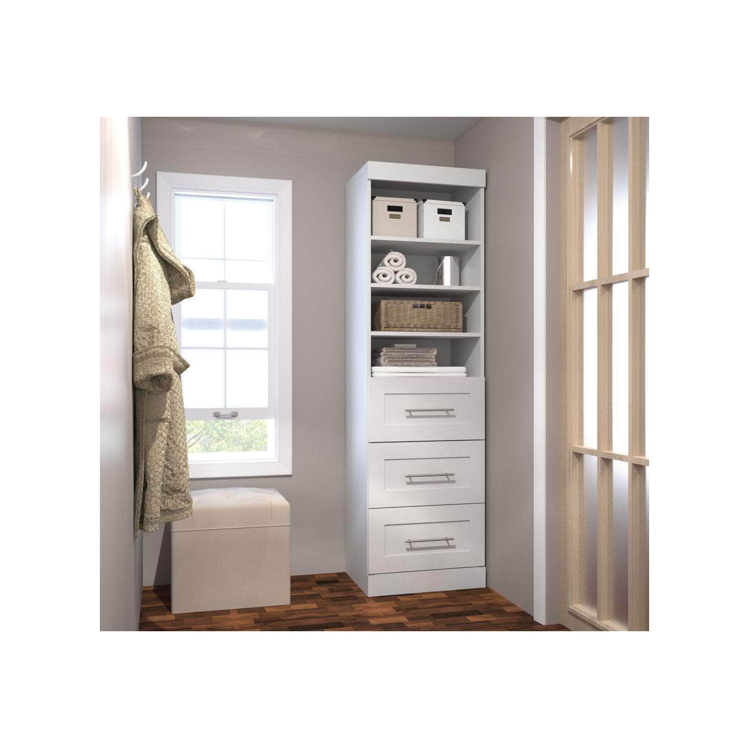 Pur 25” Storage Unit with 3 Drawers - White