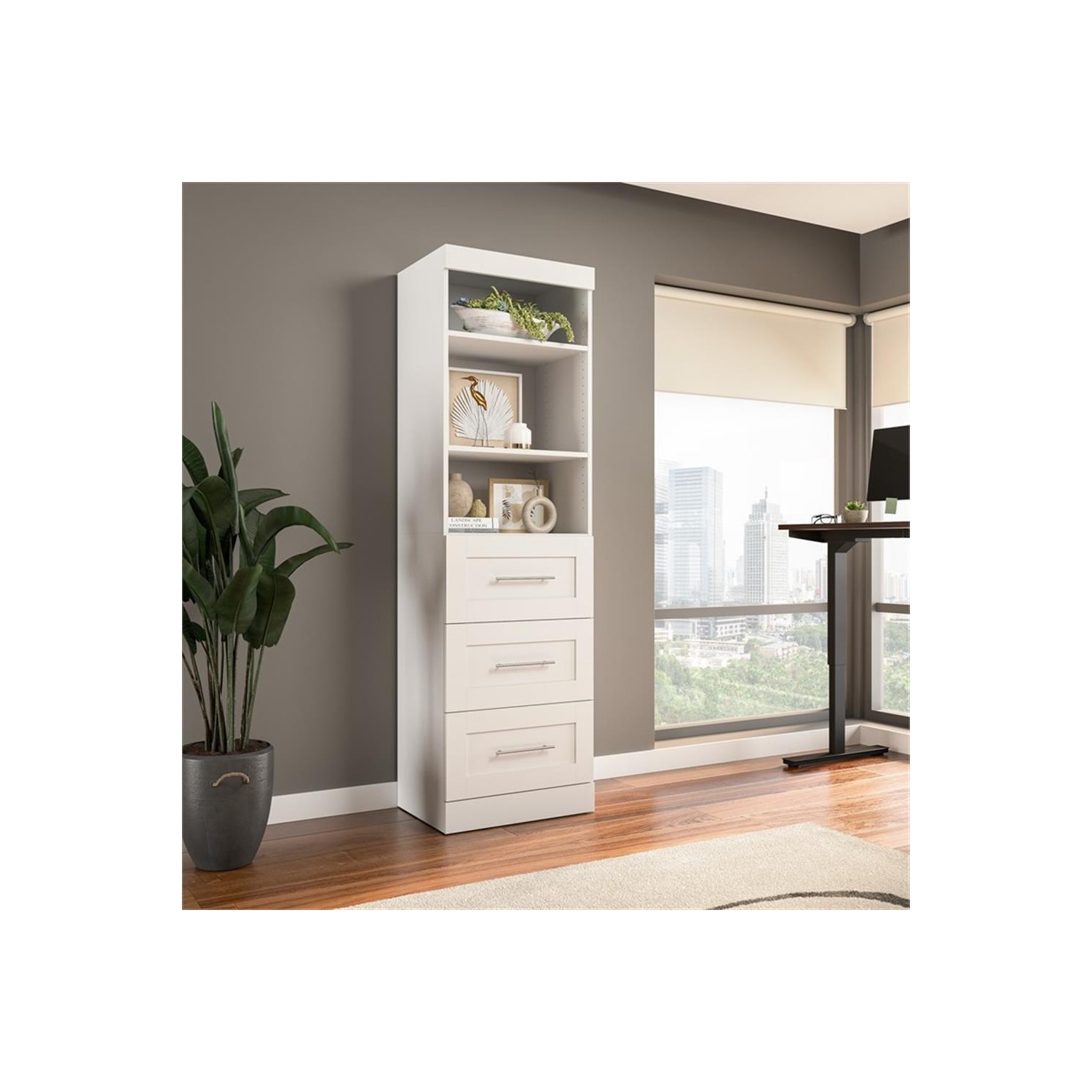 Pur 25” Storage Unit with 3 Drawers - White