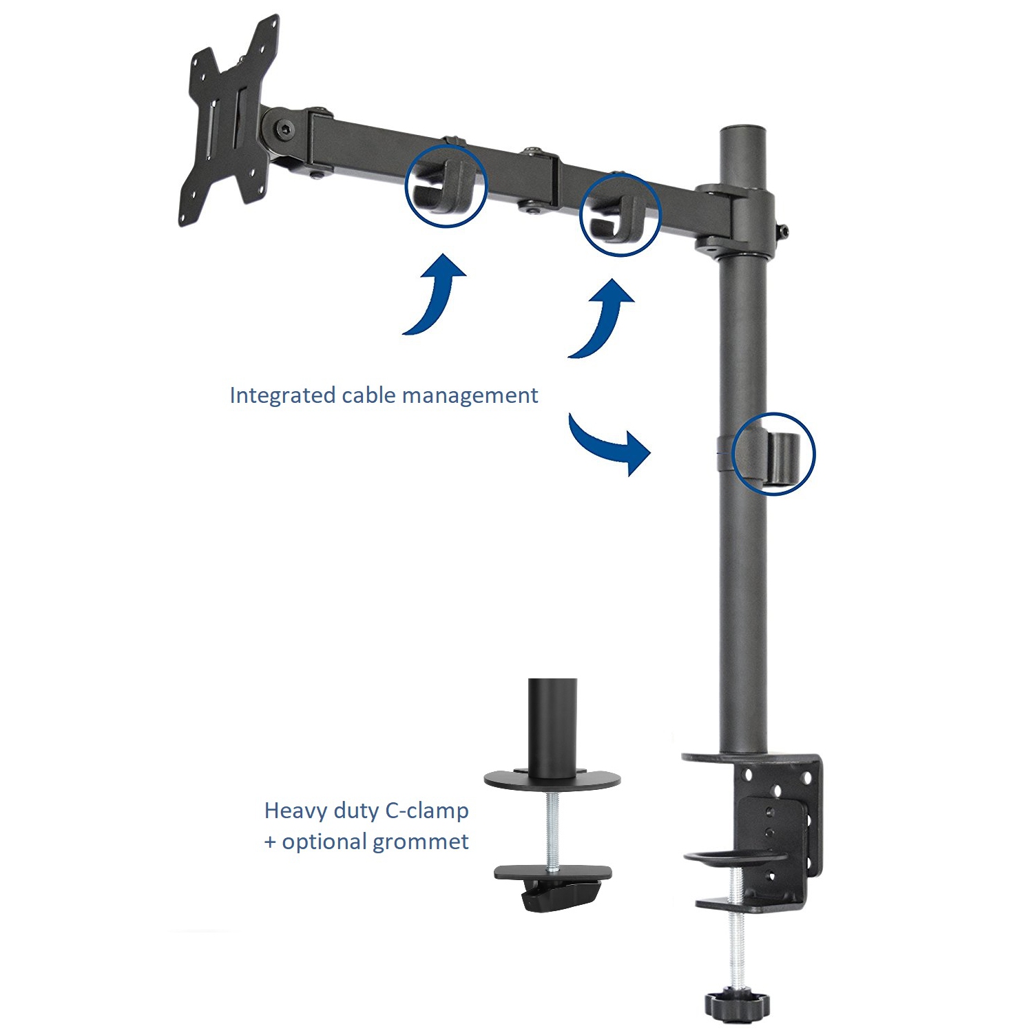 Support de bureau pour moniteur ACL Uplite avec bras articulé entièrement réglable pour 1 écran jusqu’à 32 po