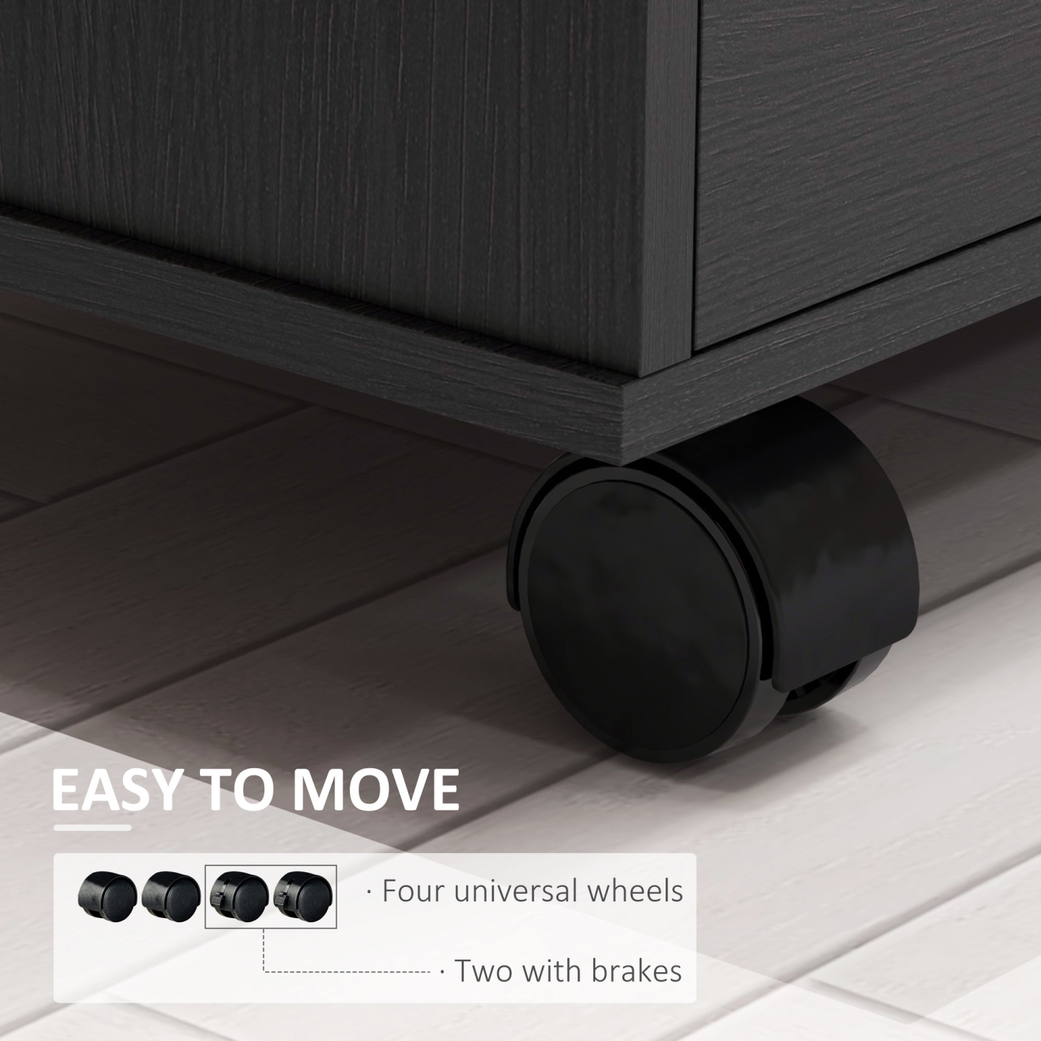 HOMCOM – Classeur latéral moderne, classeur à 3 tiroirs pour documents de format lettre et A4, mobile, support pour imprimante avec tablettes