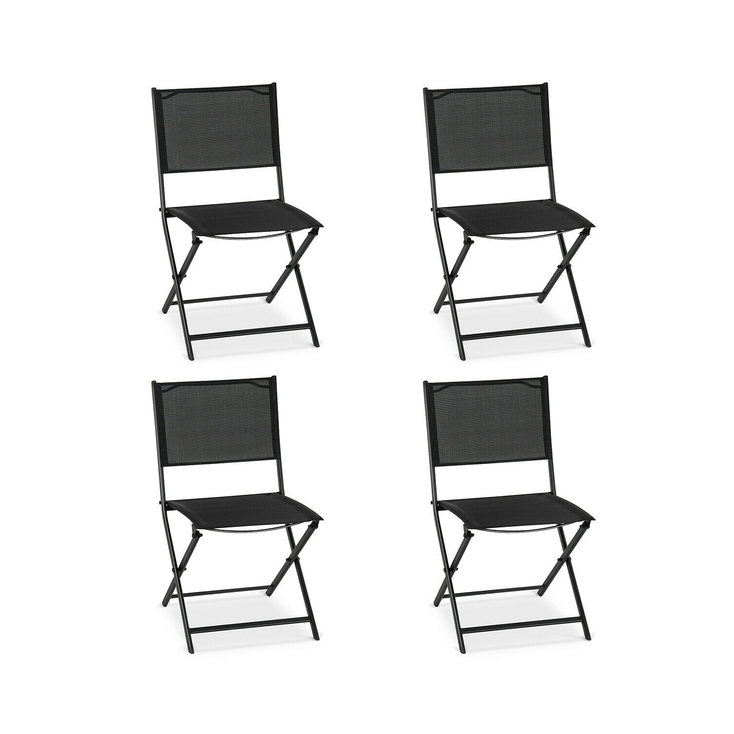 Gymax Outdoor Patio Folding Set of 4 Sling Chairs Camping Deck Garden Pool