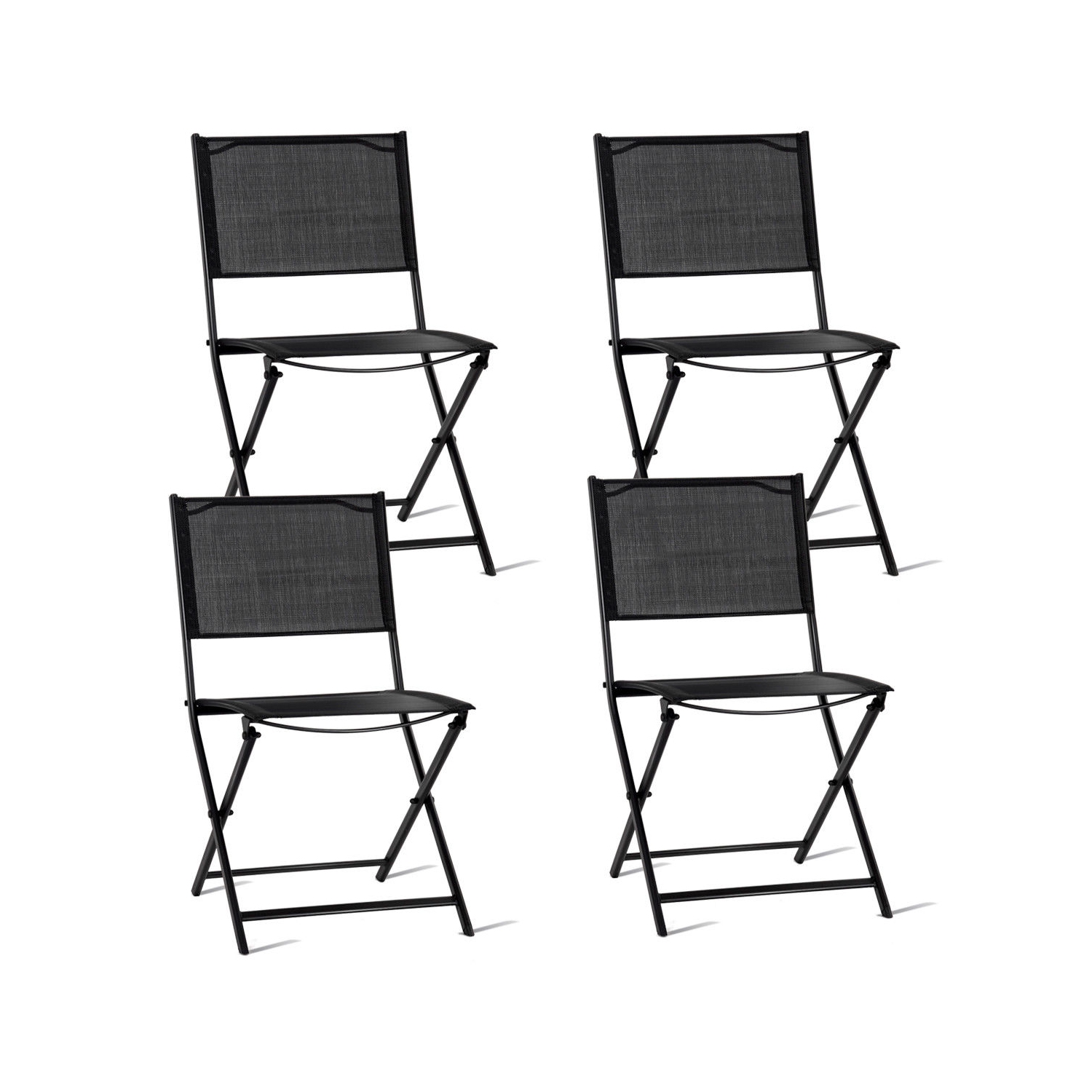 Gymax Outdoor Patio Folding Set of 4 Sling Chairs Camping Deck Garden Pool