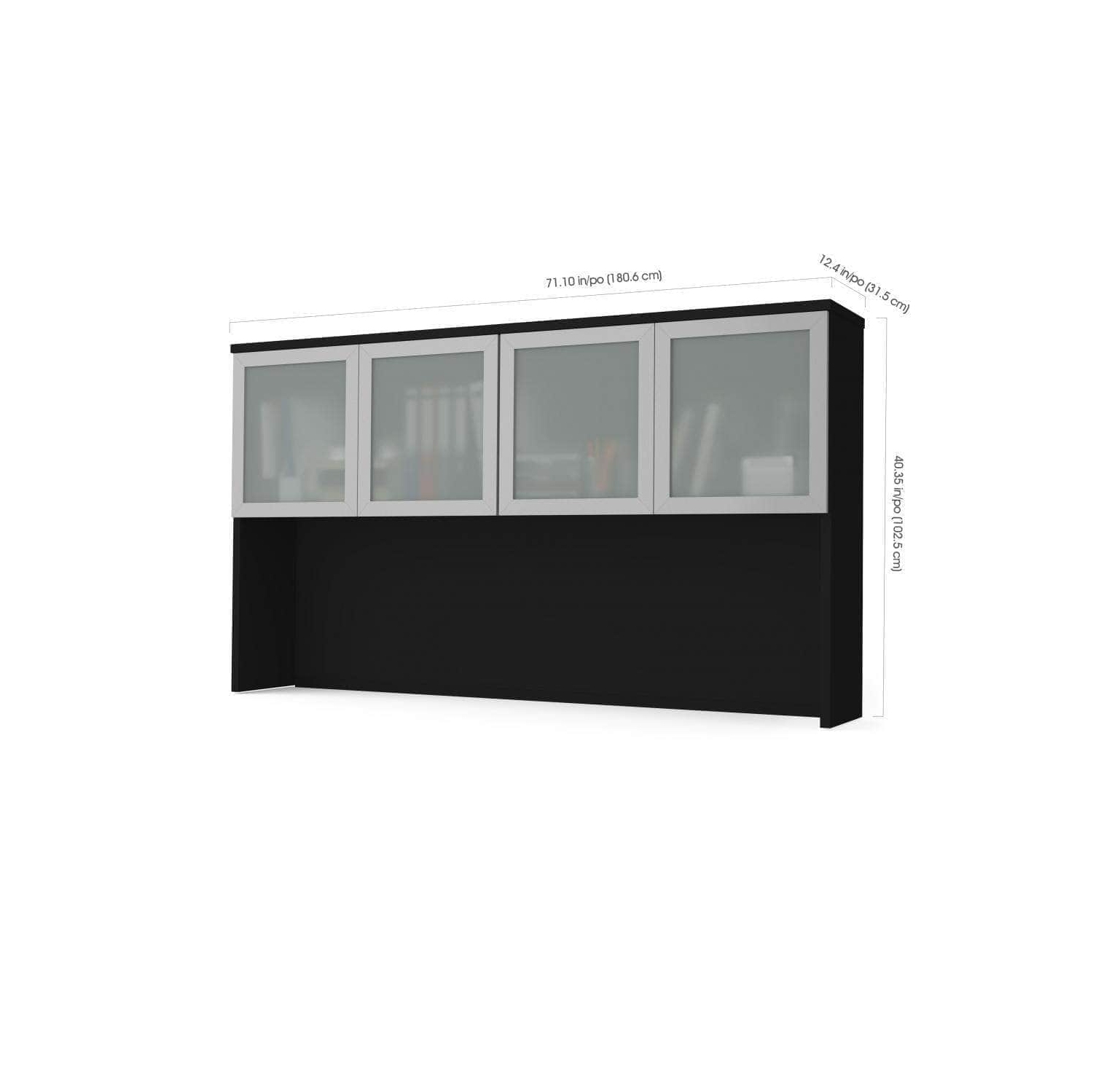 Pro-Concept Plus Desk Hutch with Frosted Glass Doors - Black