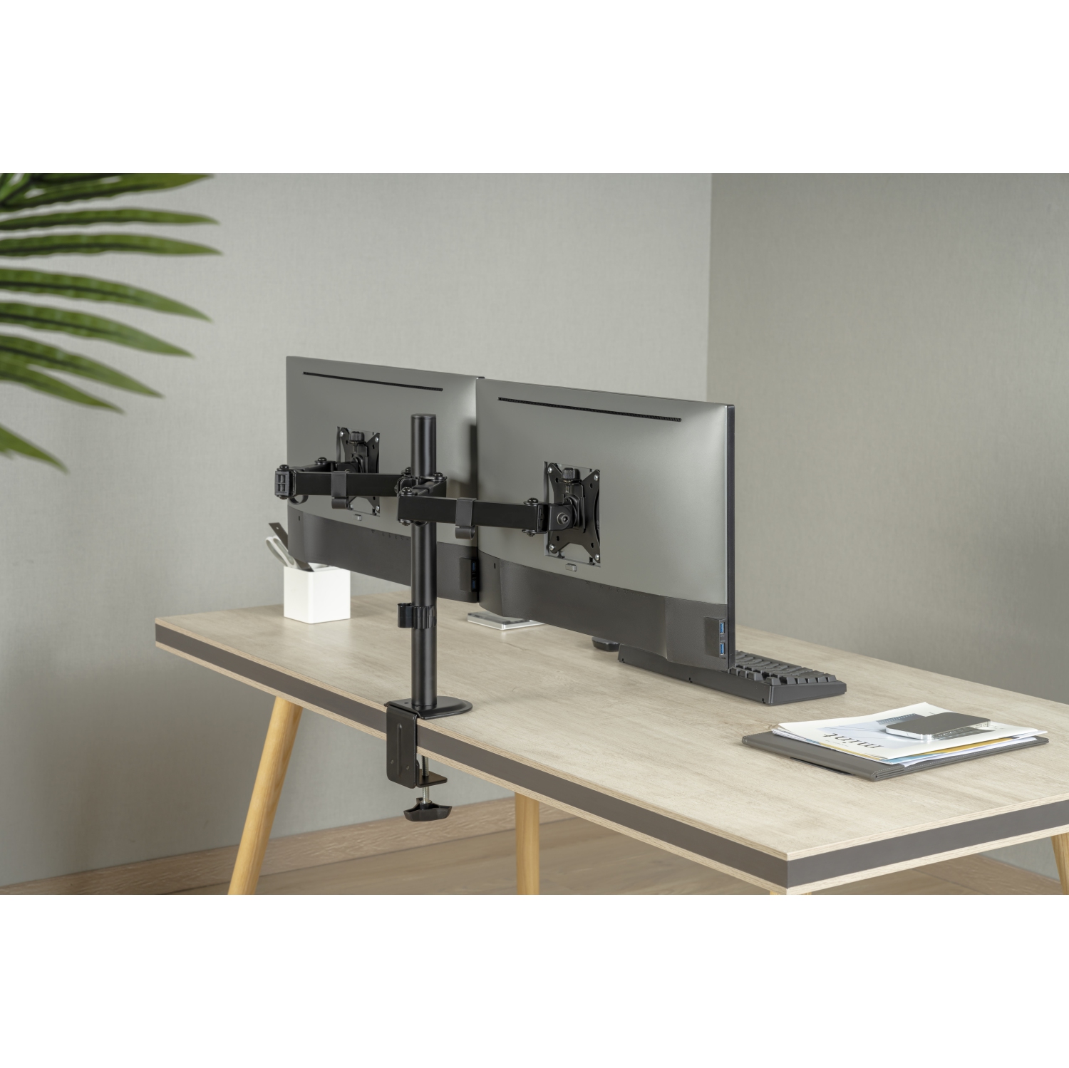 Uplite Dual LCD Monitor Desk Mount Stand Fully Adjustable Articulating Arm for 2 Screen up to 32"