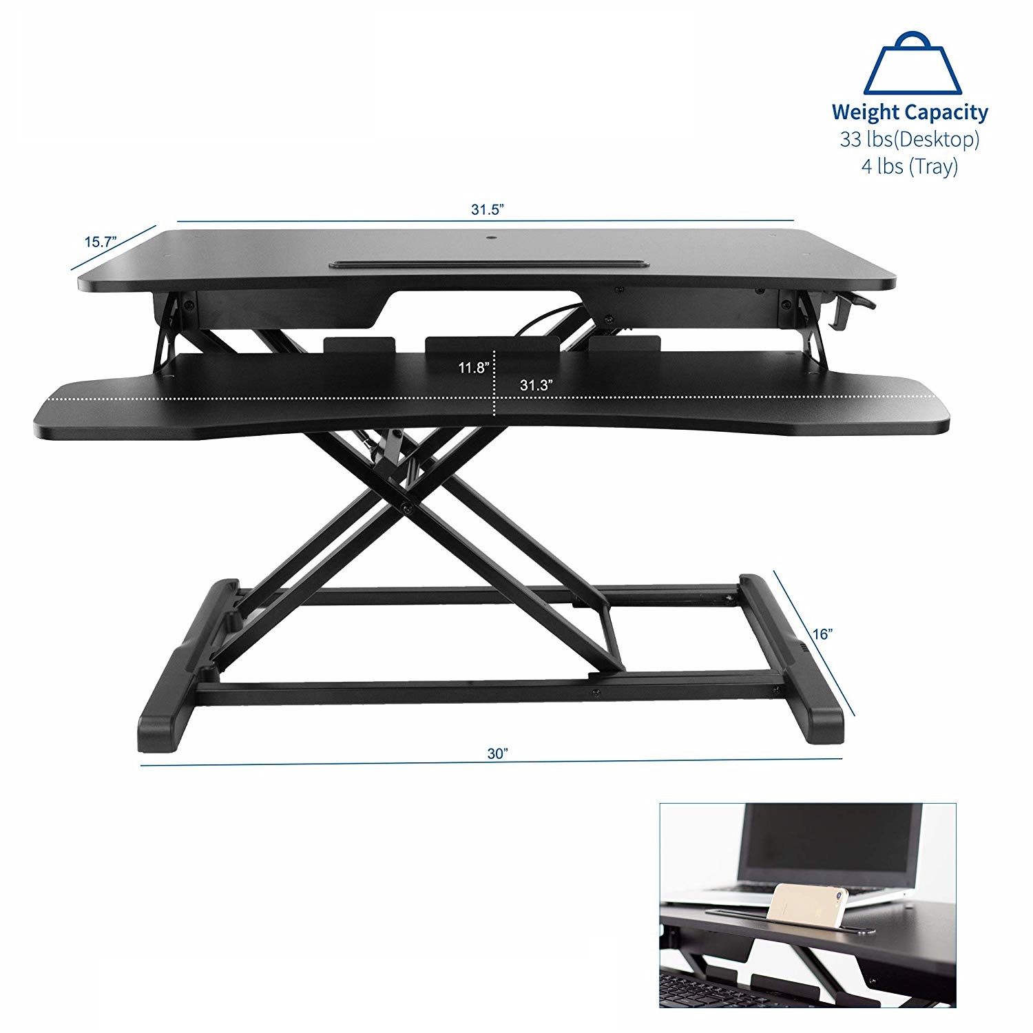 Uplite 32” Standing Desk Riser Laptop and Monitor Sit Stand Workstation with Height Adjustable Fits Dual Monitors