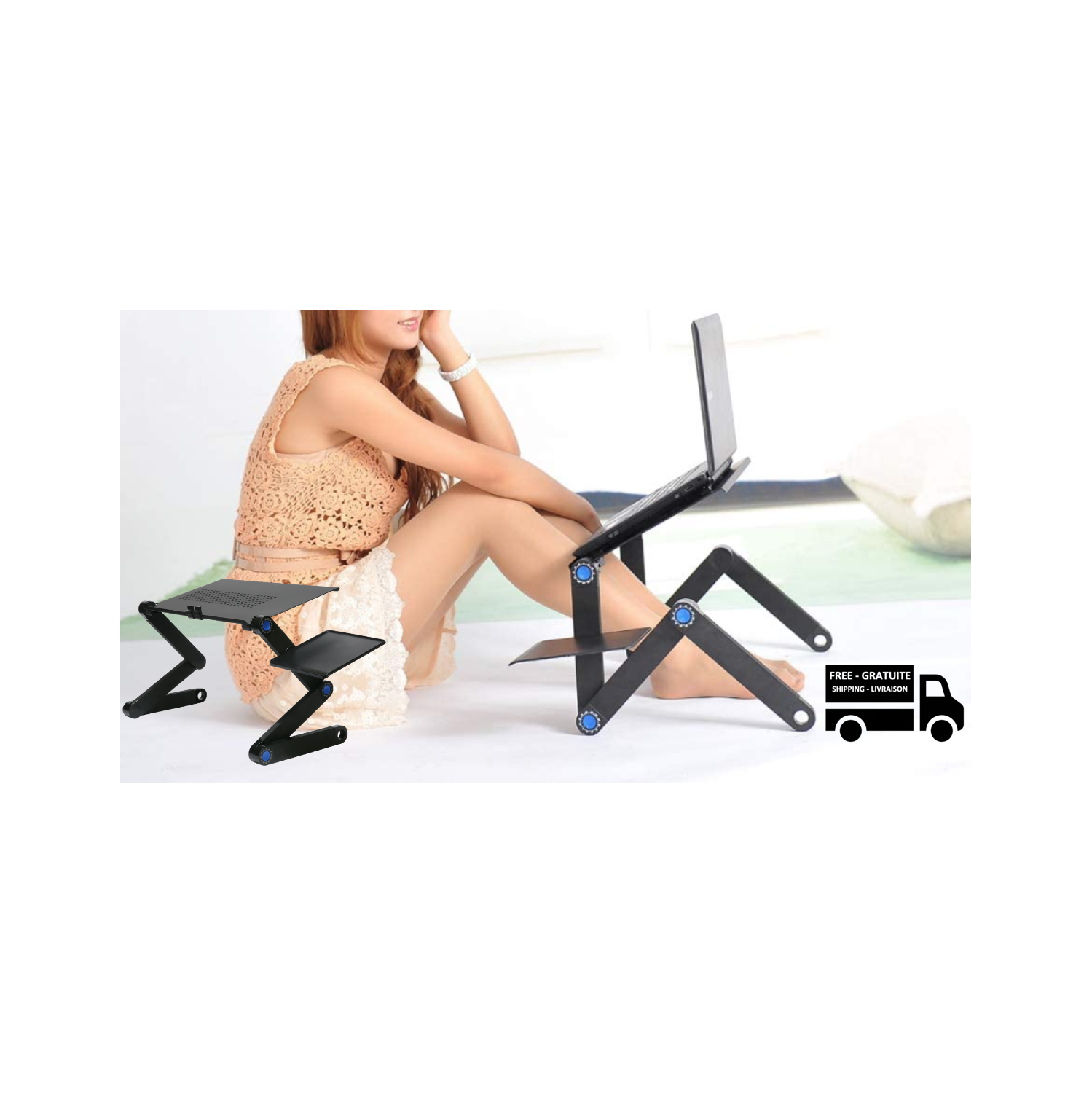 Stimula Lifestyle - Multifunctional Portable Foldable Laptop Bed Computer Personal Computer PC Apple MacBook Reading iPad Tablet Table - Black