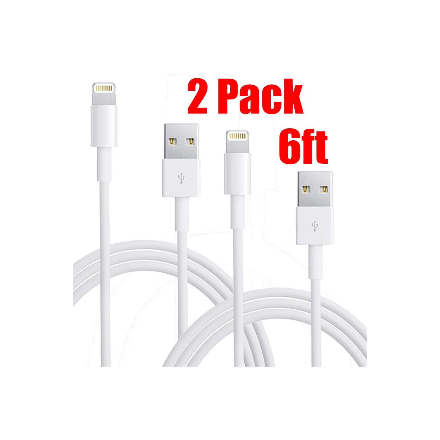 [2 Pks] (6.6Ft / 2m) iPhone iPad Charging Cable Charger Cord Lightning to USB Cable COMPATIBLE for iPod iPad iPhone Pro Max
