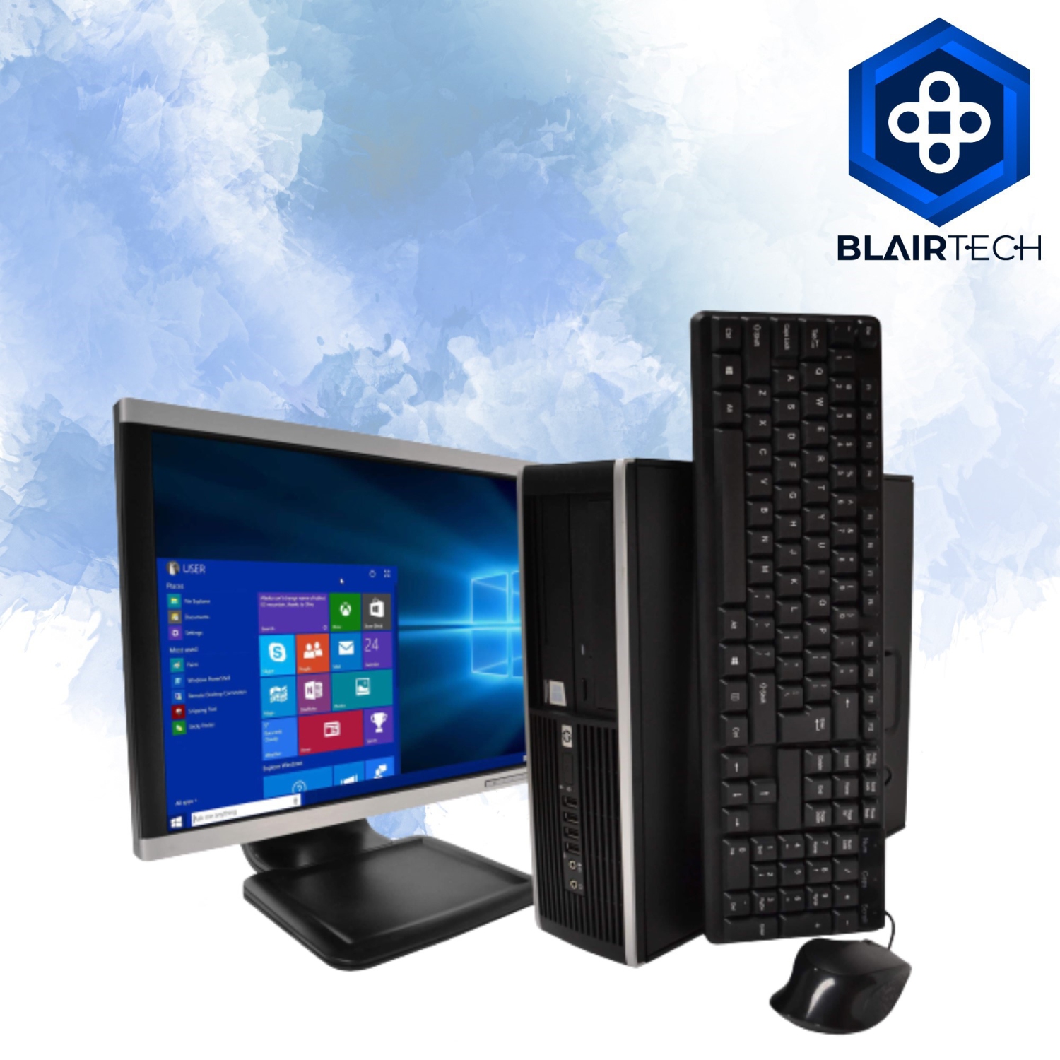 Refurbished - HP 8100 Intel i5 16GB 512GB SSD Windows 10 Pro WiFi Desktop PC Dual 22in Monitors