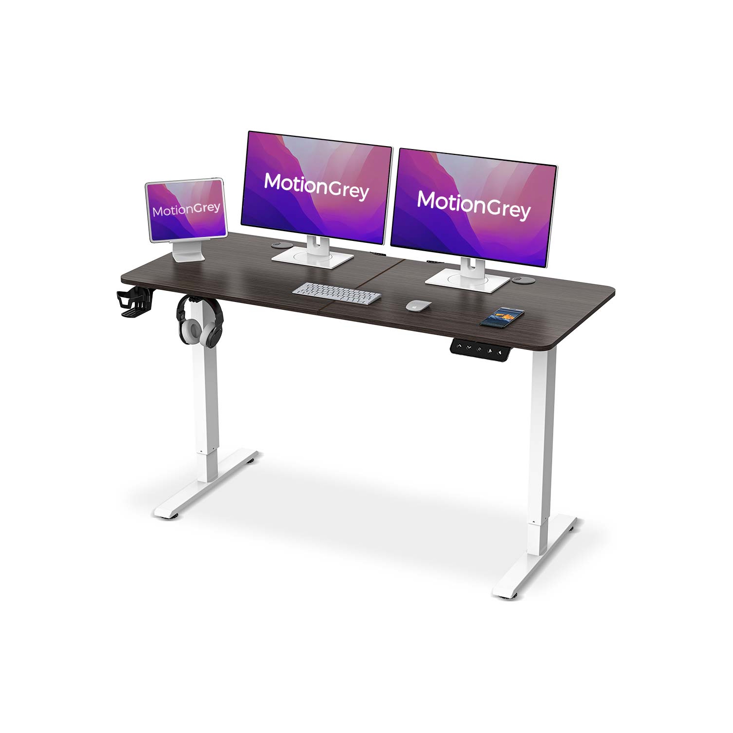MotionGrey Standing Desk Height Adjustable Electric Motor Sit-to-Stand Desk Computer for Home and Office - White Frame (55x24 Tabletop Included) - Only at Best Buy