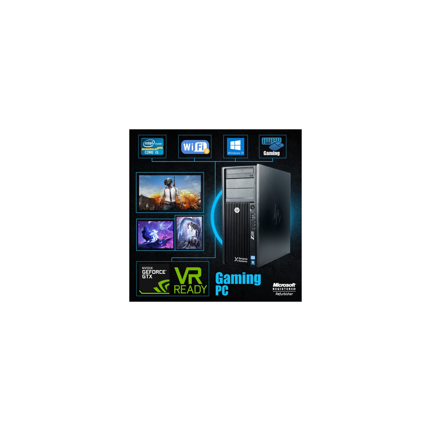 Refurbished (Good) - HP Z220 Gaming Workstation Tower, Intel i5 3470 3.2GHz/16GB/1TB/Nvidia GTX1650/Win 10 Home