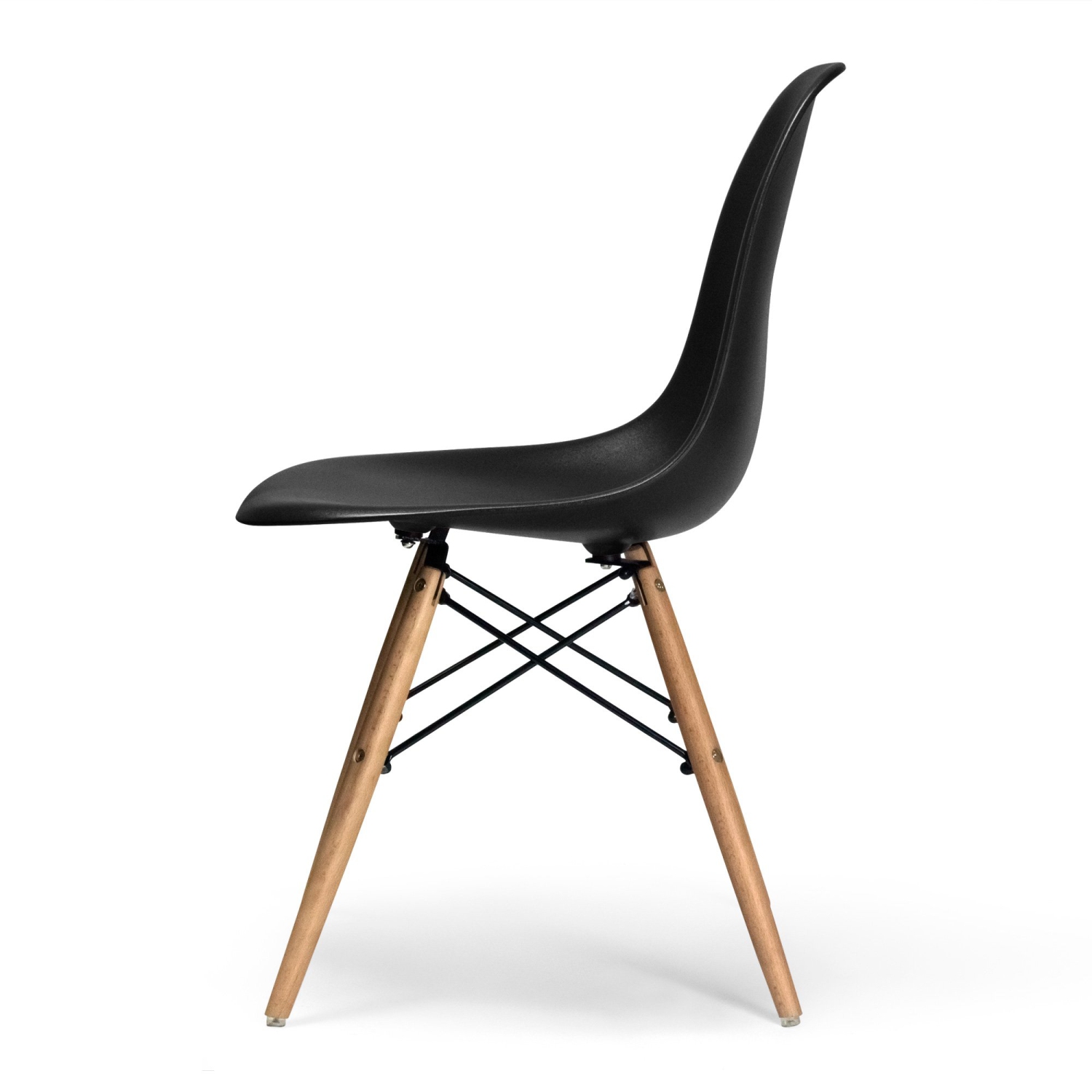 Ensemble de 1 chaise noire de style Eiffel de Nicer Furniture avec pattes en bois naturel pour salle à manger Eiffel