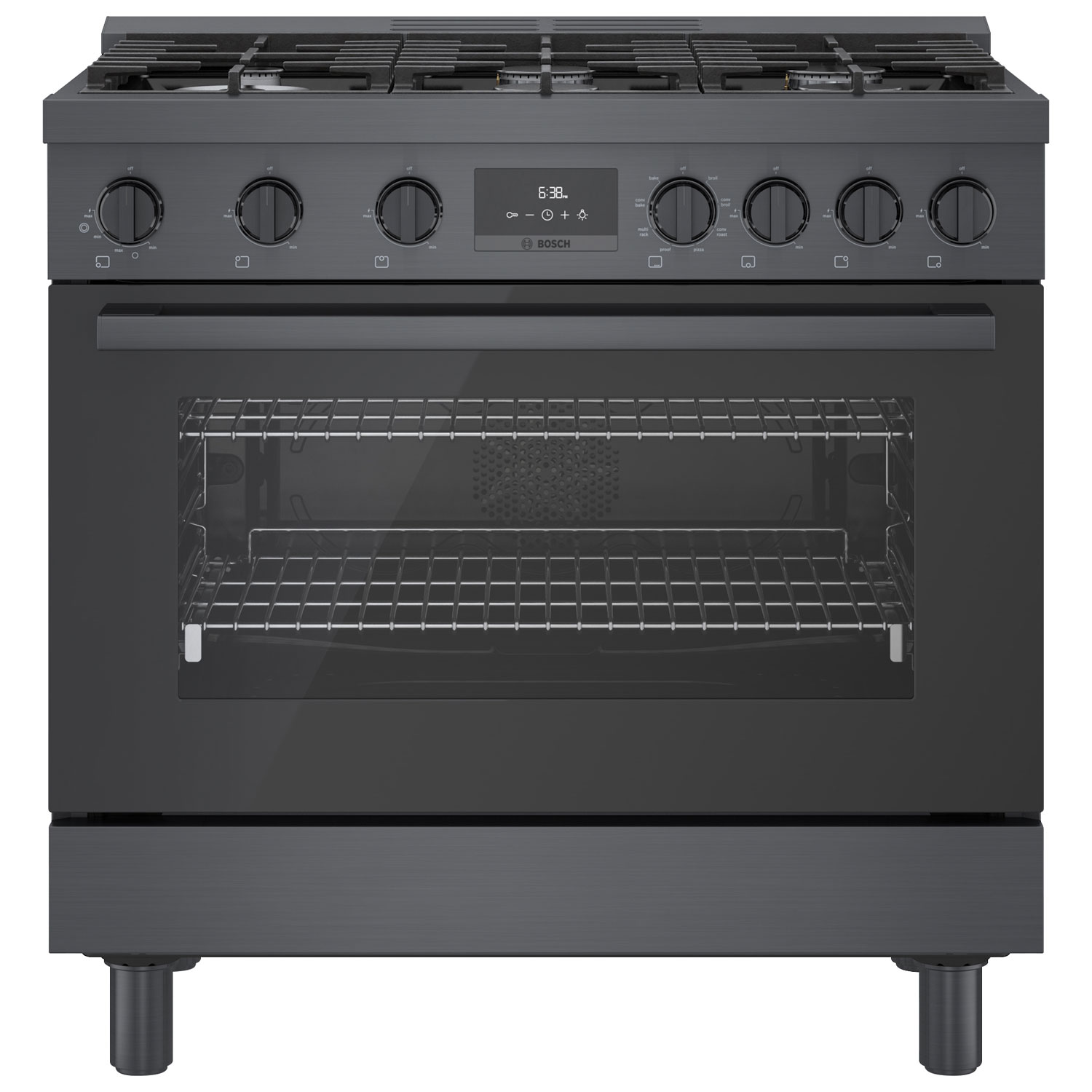 Bosch 36" 3.7 Cu. Ft. True Convection 6-Burner Dual Fuel Range (HDS8645C) - Black Stainless