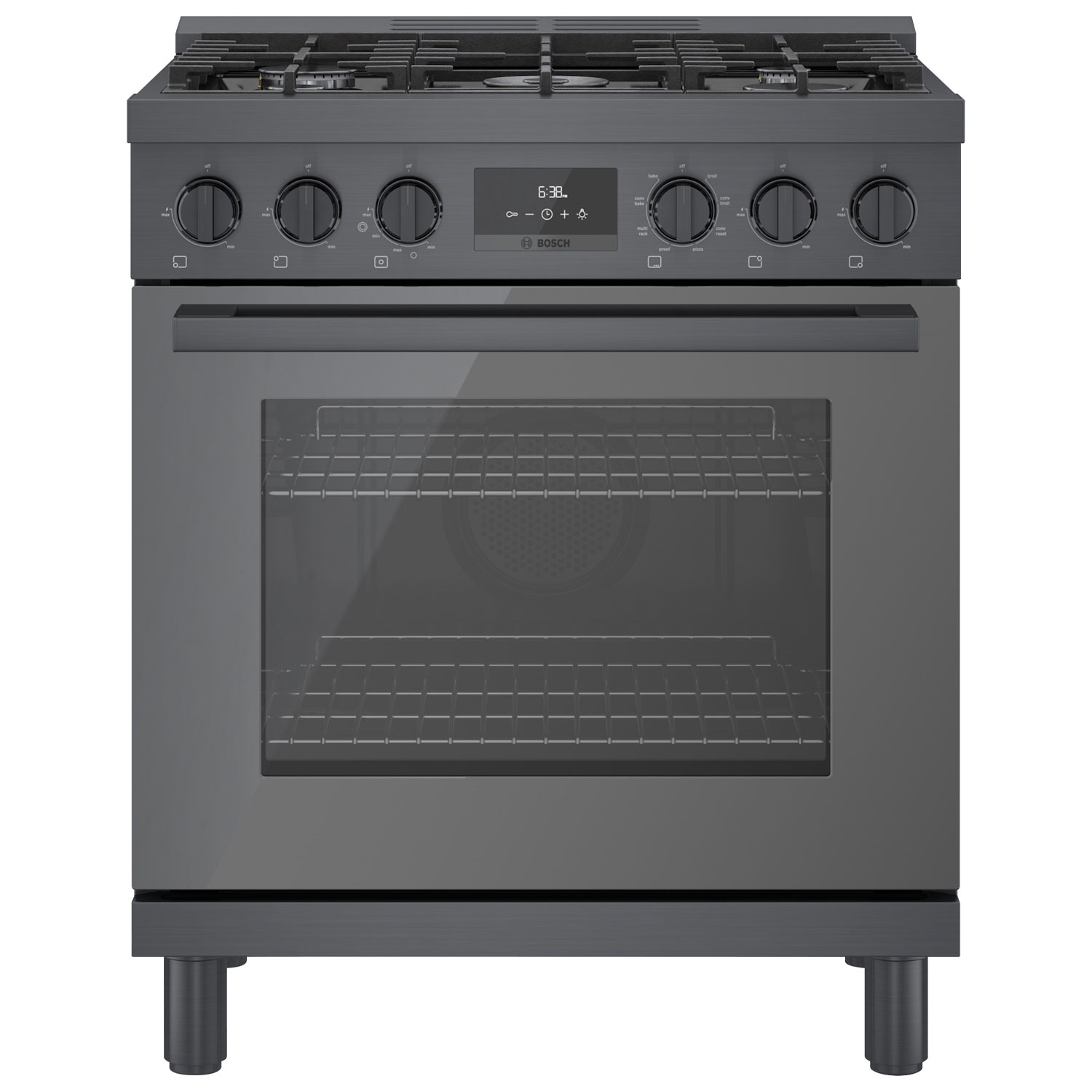 Bosch 30" 4 Cu. Ft. True Convection 5-Burner Dual Fuel Range (HDS8045C) - Black Stainless