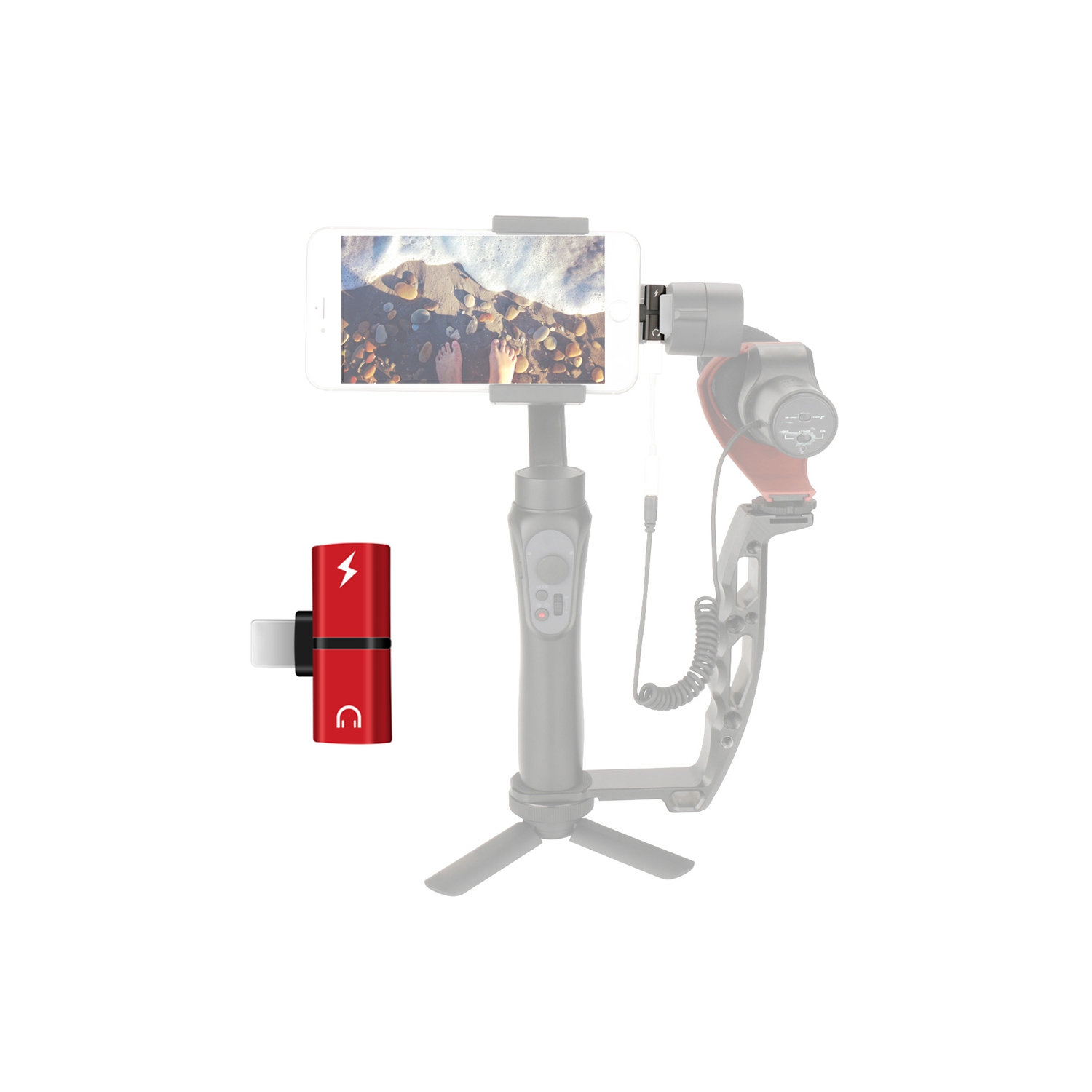 2 en 1 Double iPhone Adaptateur pour Casque | Convertisseur pour iPhone 12 11 XR XS X 8 7 Splitter Dual AUX Chargeur Audio Lightning - Rouge