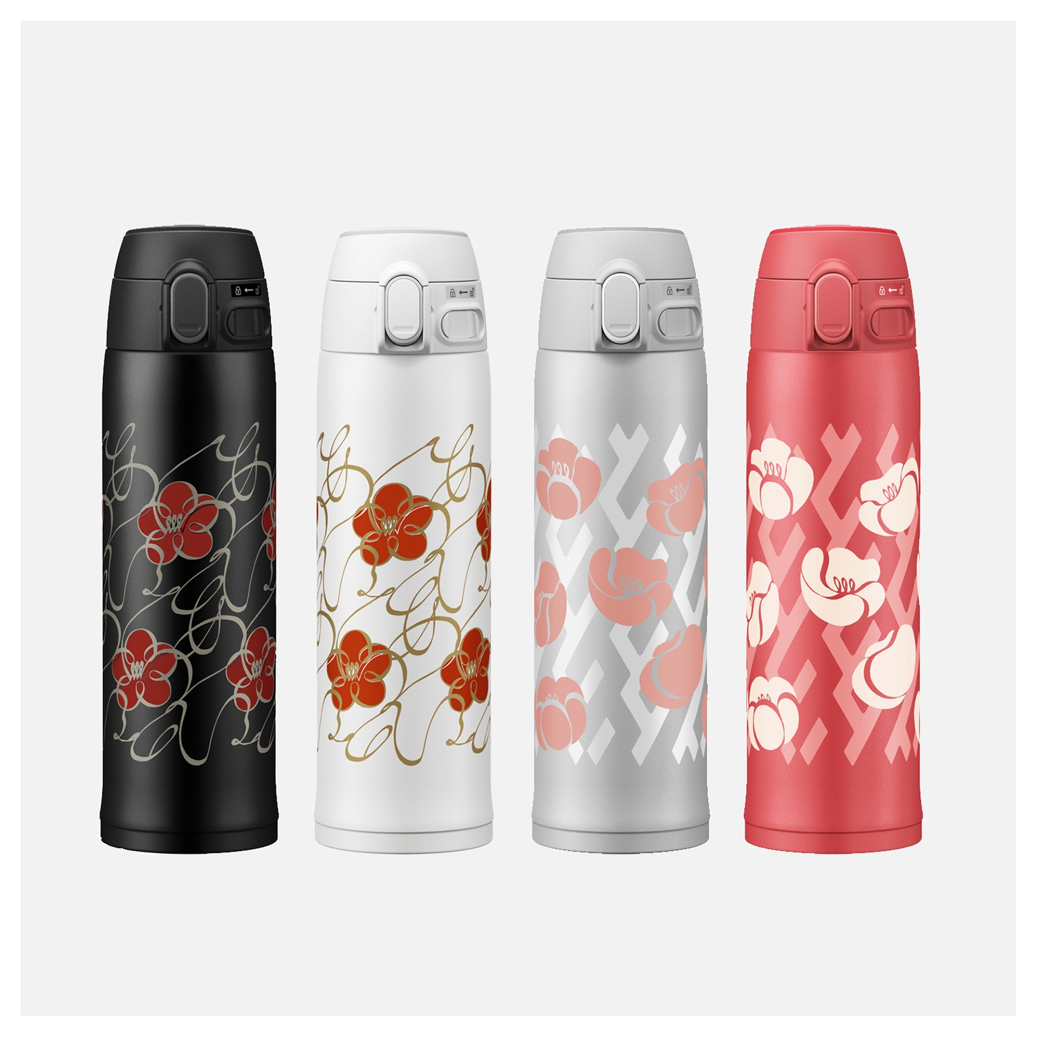 Zojirushi 16oz Flip-open Stainless Water Bottle Hana + Kana Collection - White
