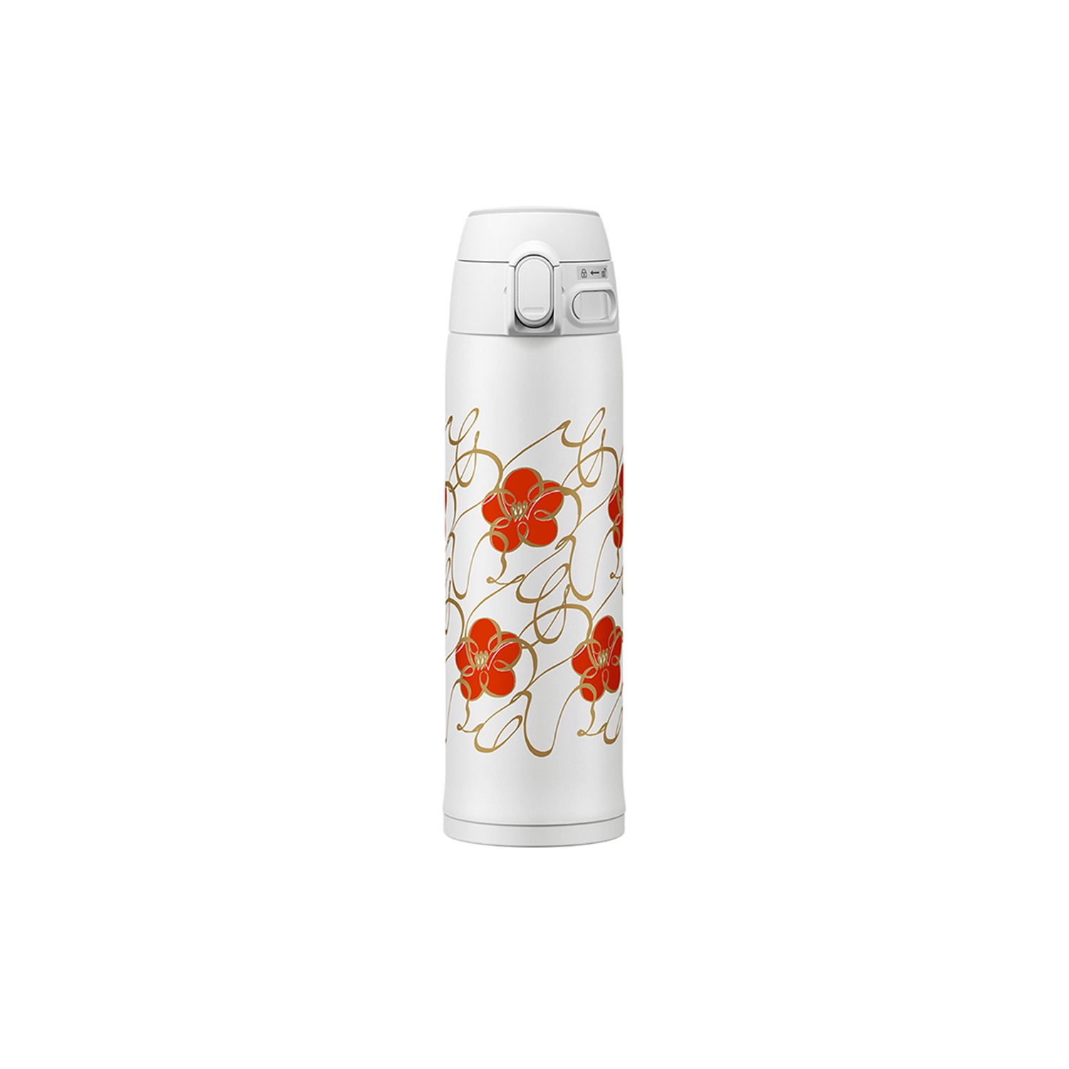 Zojirushi 16oz Flip-open Stainless Water Bottle Hana + Kana Collection - White